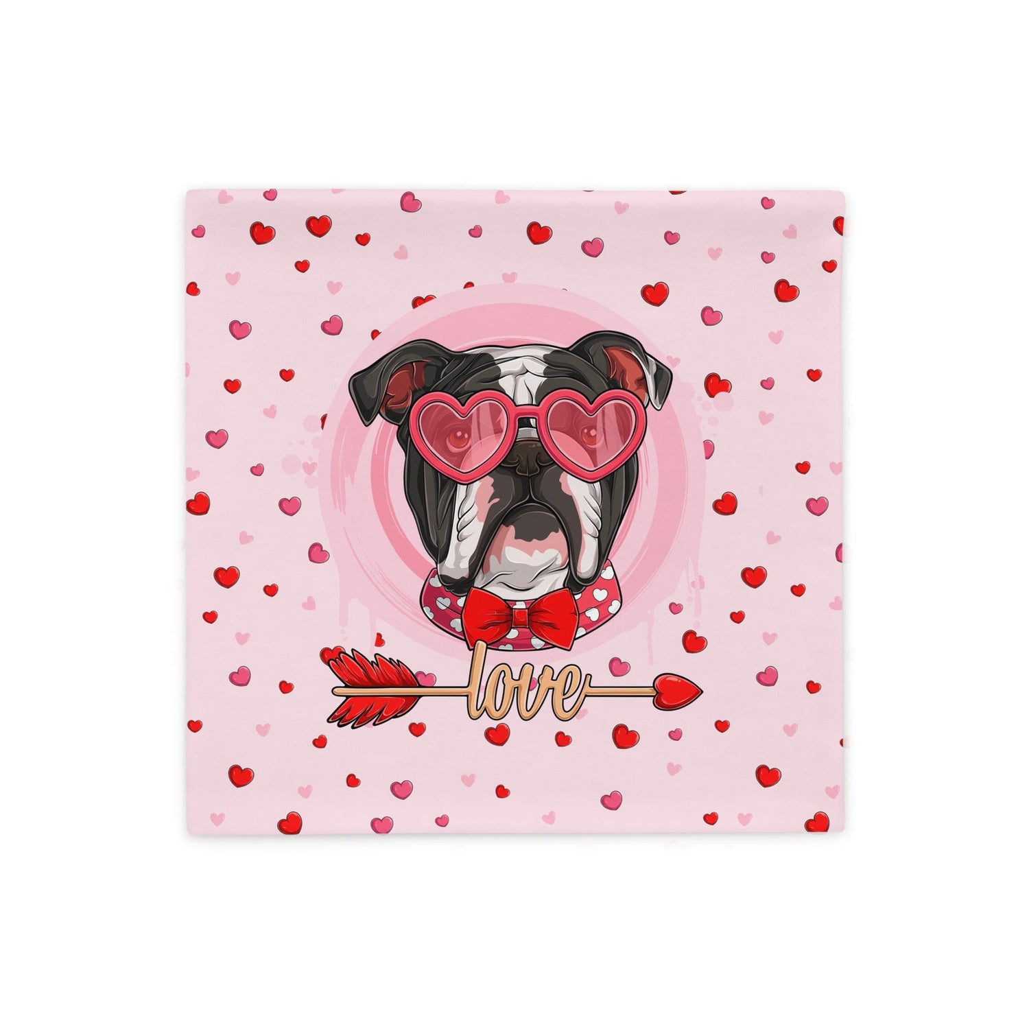 Handsome Black & White Colored Male English Bulldog Pink Valentine&