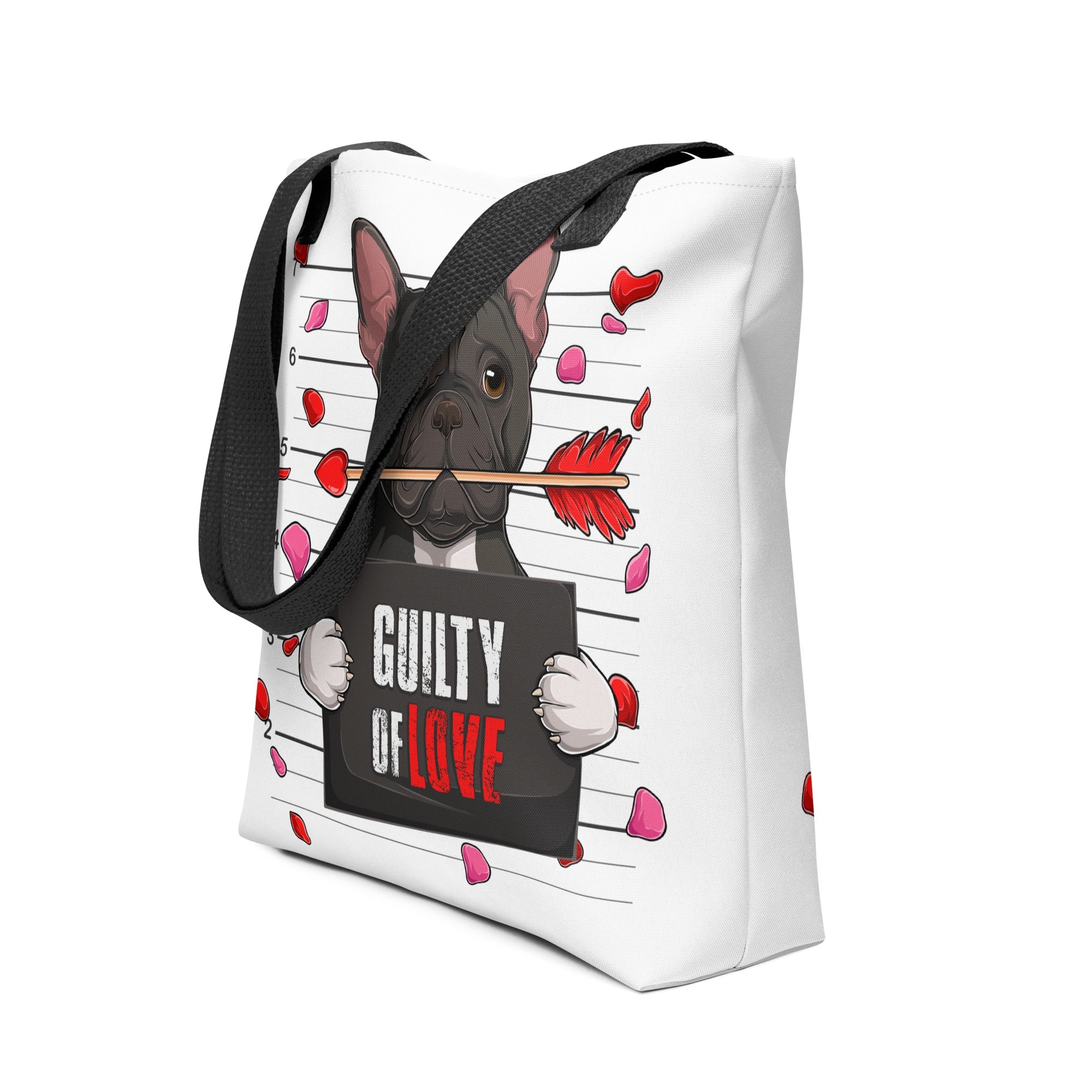 Handsome Black & White Colored Male French Bulldog Guilty of Love Tote Bag