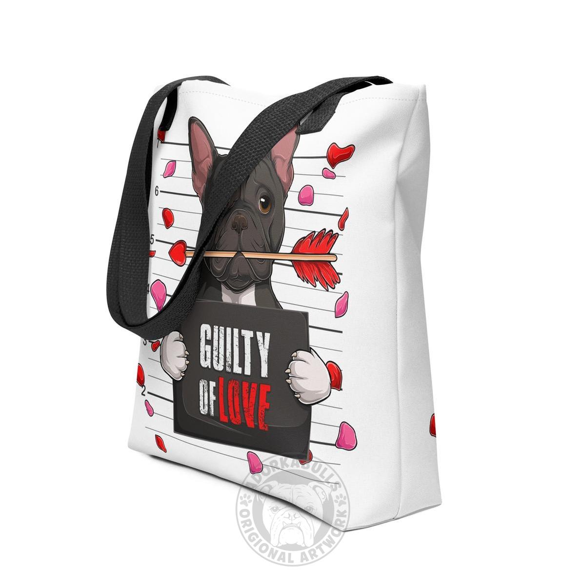 Handsome Black & White Colored Male French Bulldog Guilty of Love Tote Bag