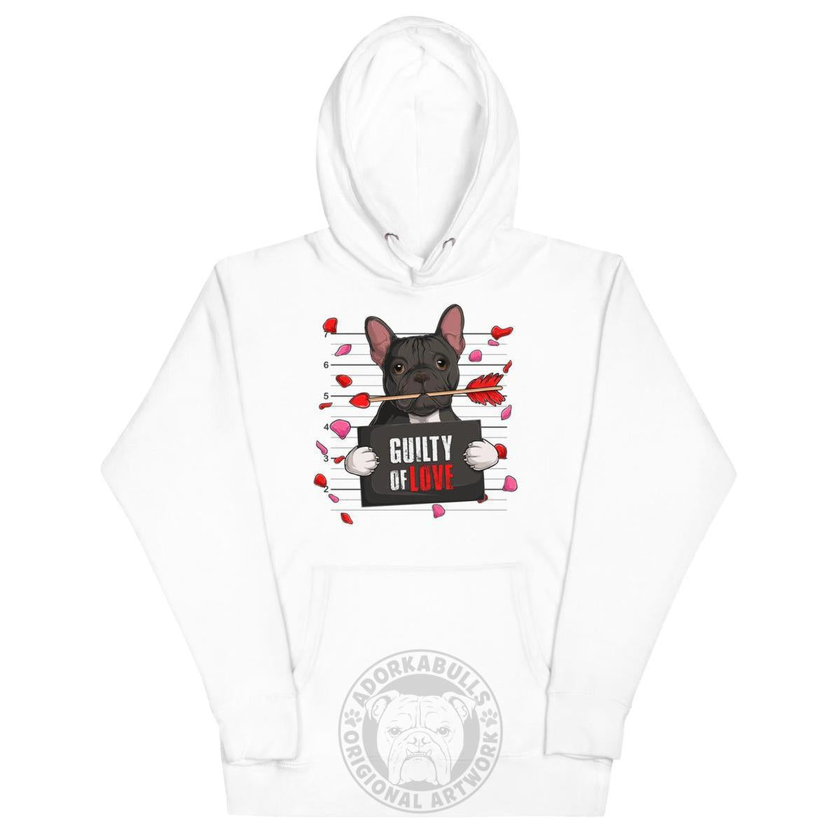 Handsome Black & White Colored Male French Bulldog Guilty of Love Unisex Hoodie