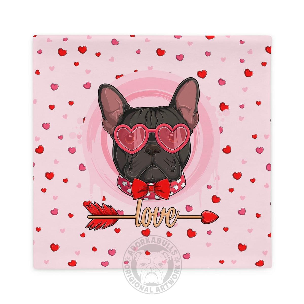 Handsome Black & White Colored Male French Bulldog Pink Valentine&