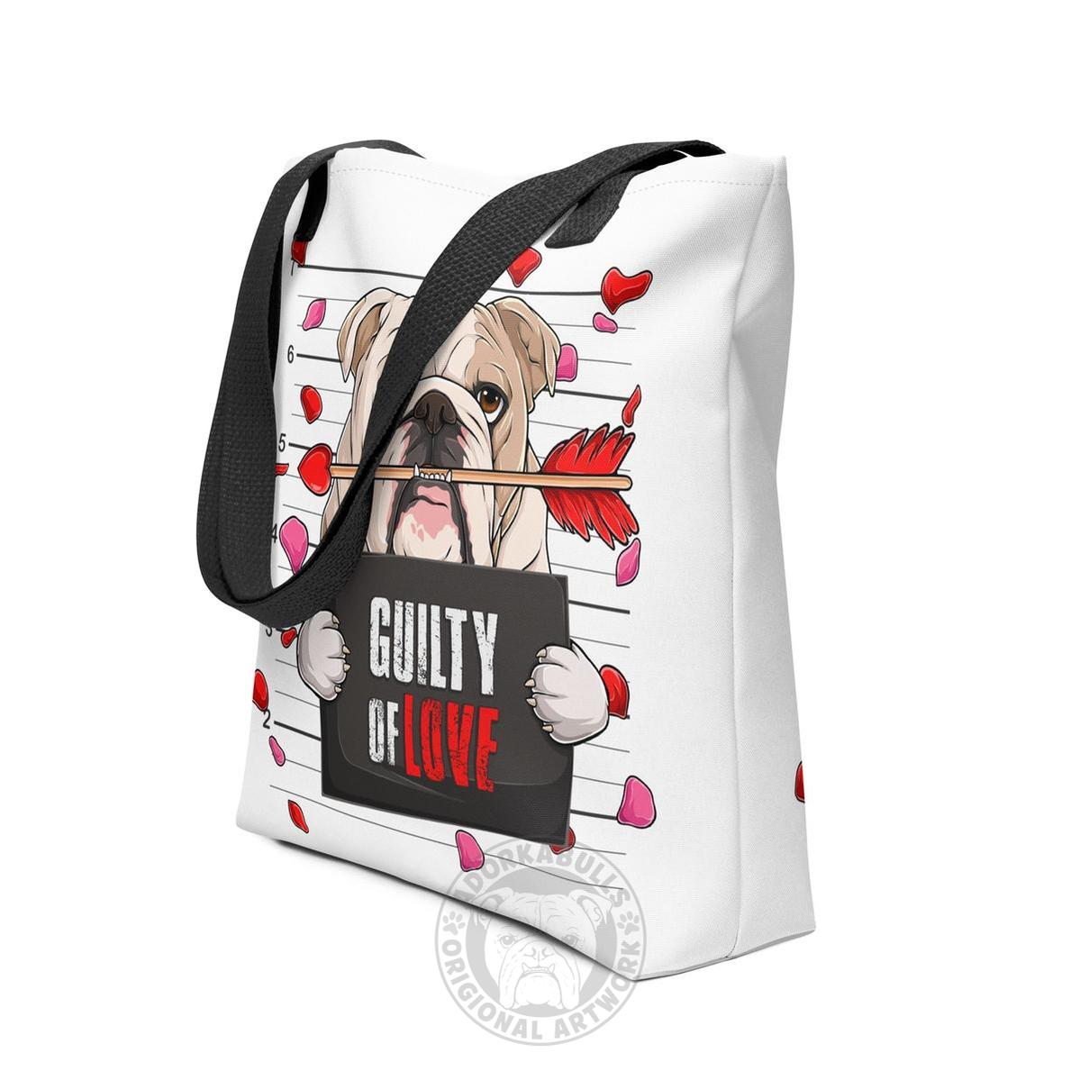 Handsome Fawn & White Colored Male English Bulldog Guilty of Love Tote Bag