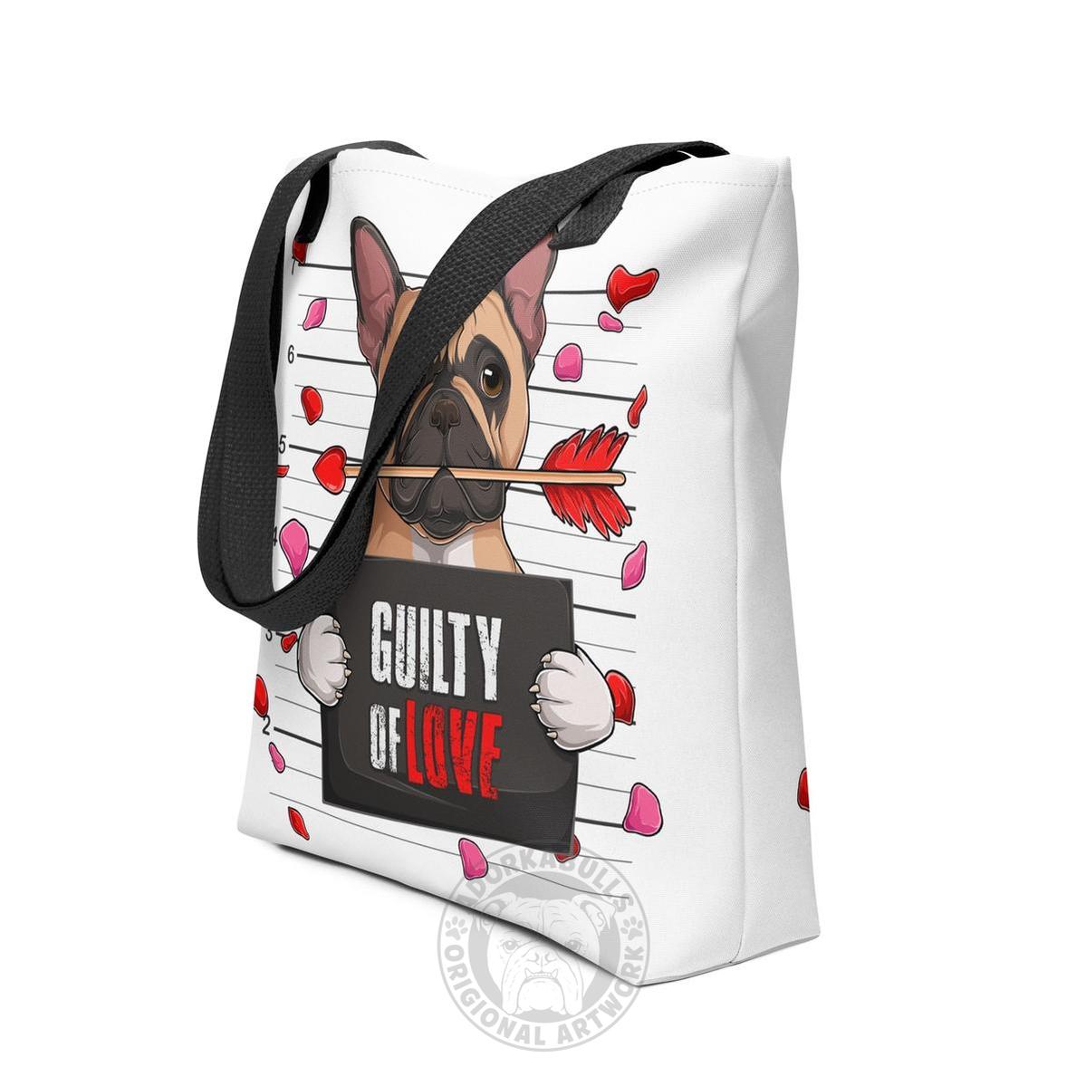 Handsome Fawn & White Colored Male French Bulldog Guilty of Love Tote Bag