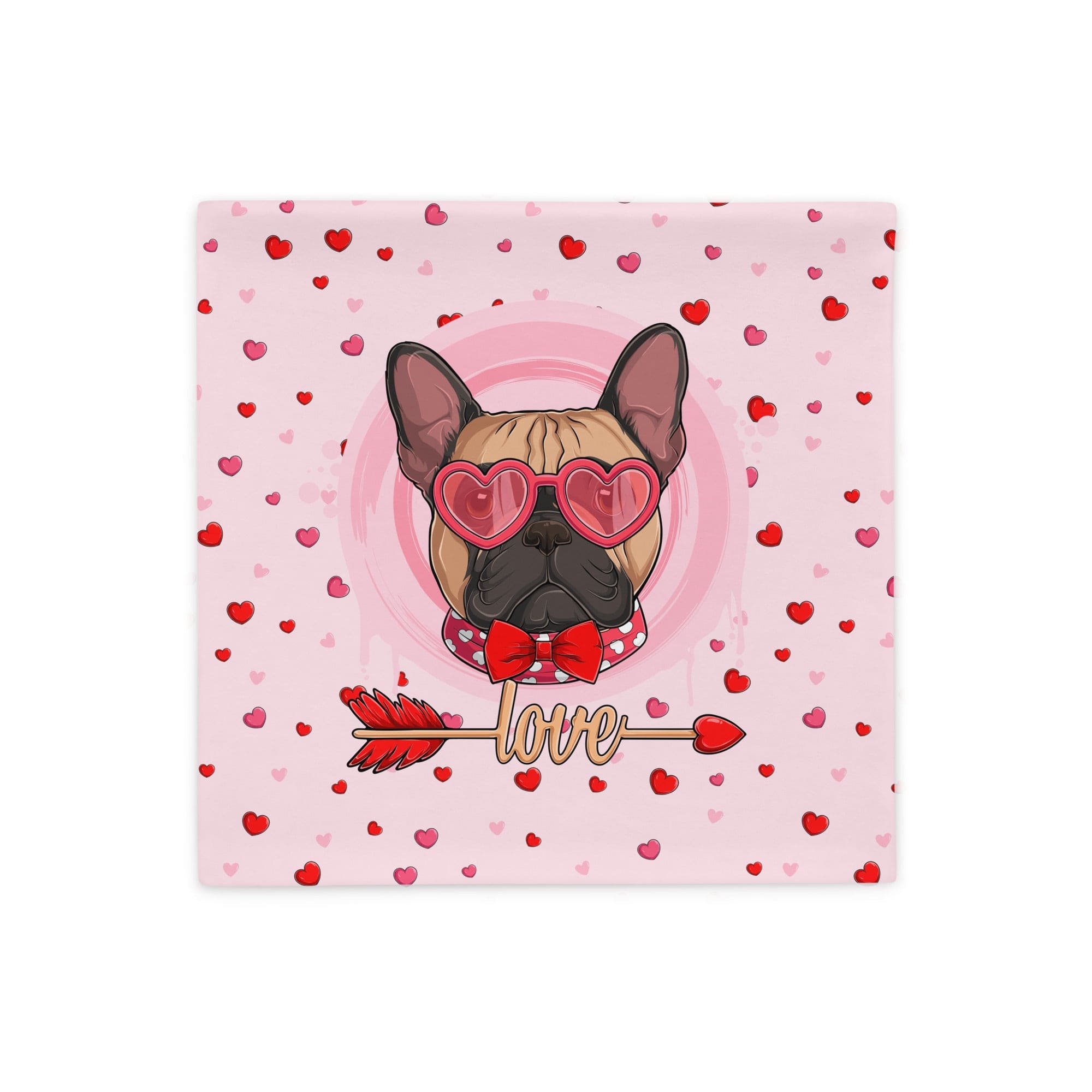 Handsome Fawn & White Colored Male French Bulldog Pink Valentine&