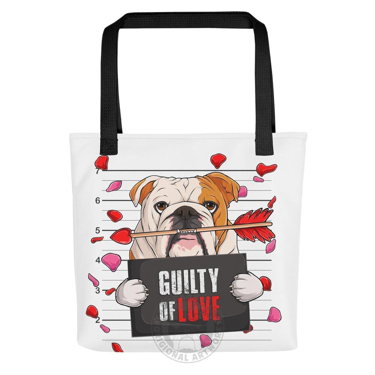 Handsome Red & White Colored Male English Bulldog Guilty of Love Tote Bag