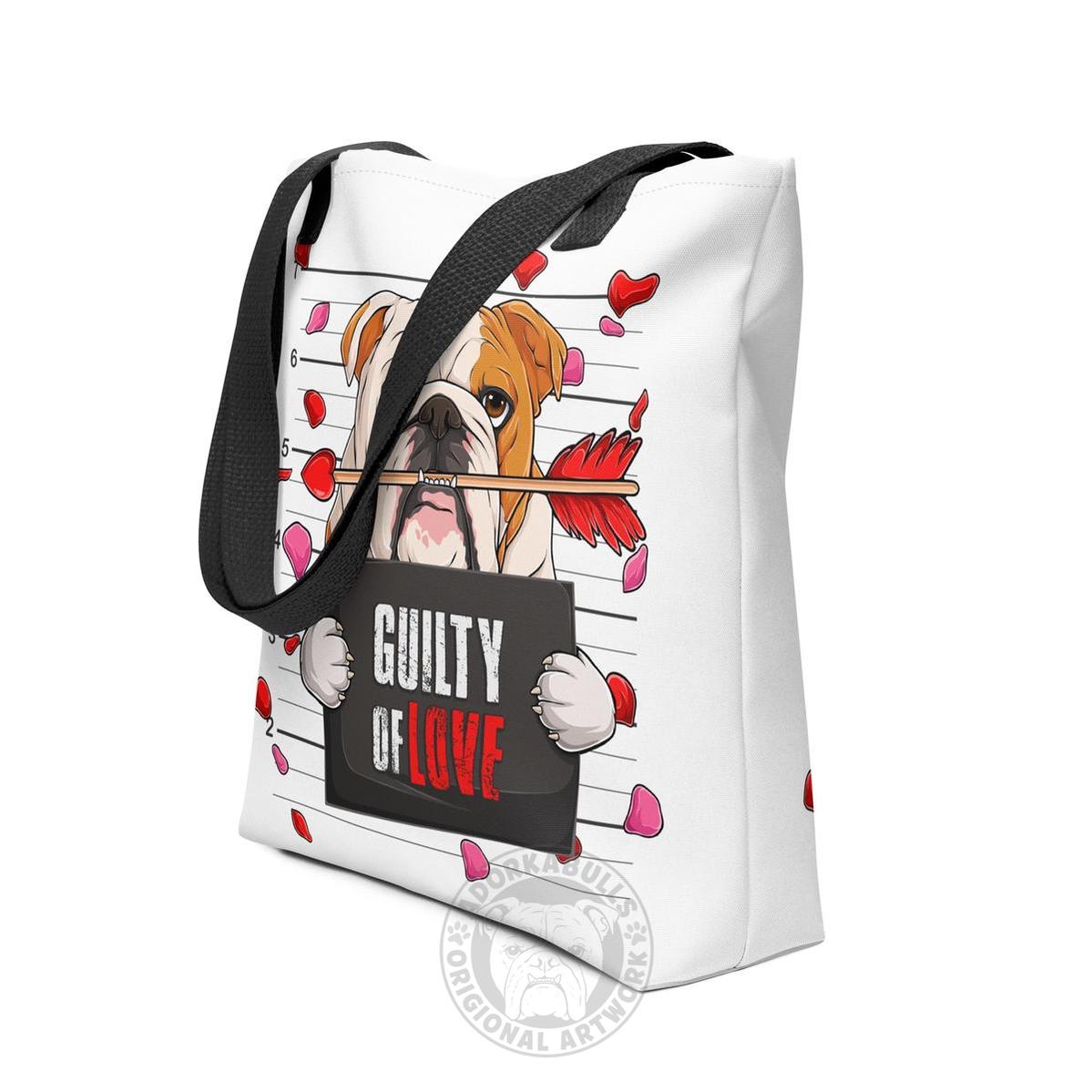 Handsome Red & White Colored Male English Bulldog Guilty of Love Tote Bag