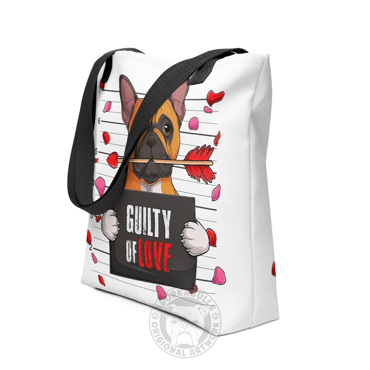 Handsome Red & White Colored Male French Bulldog Guilty of Love Tote Bag