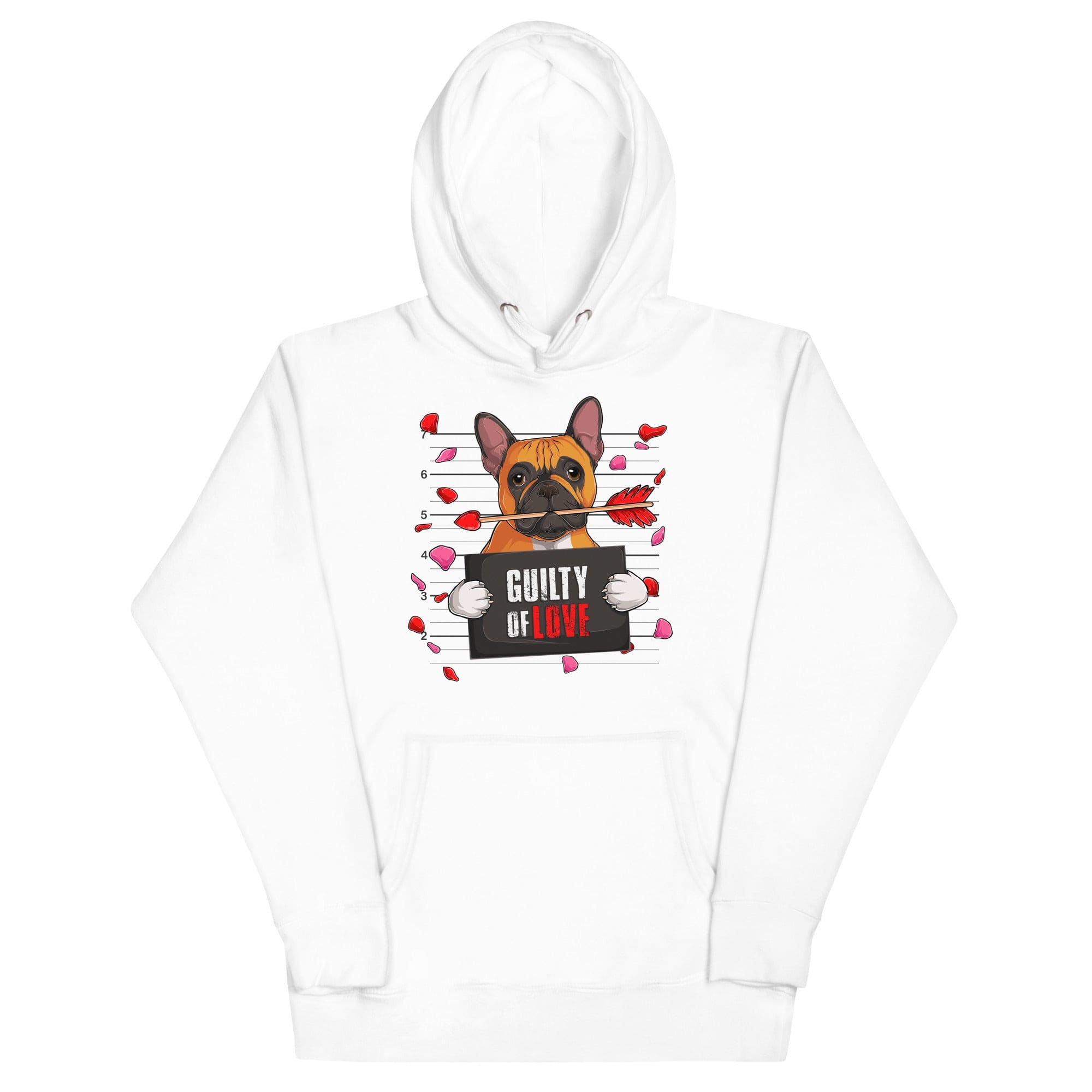 Handsome Red & White Colored Male French Bulldog Guilty of Love Unisex Hoodie