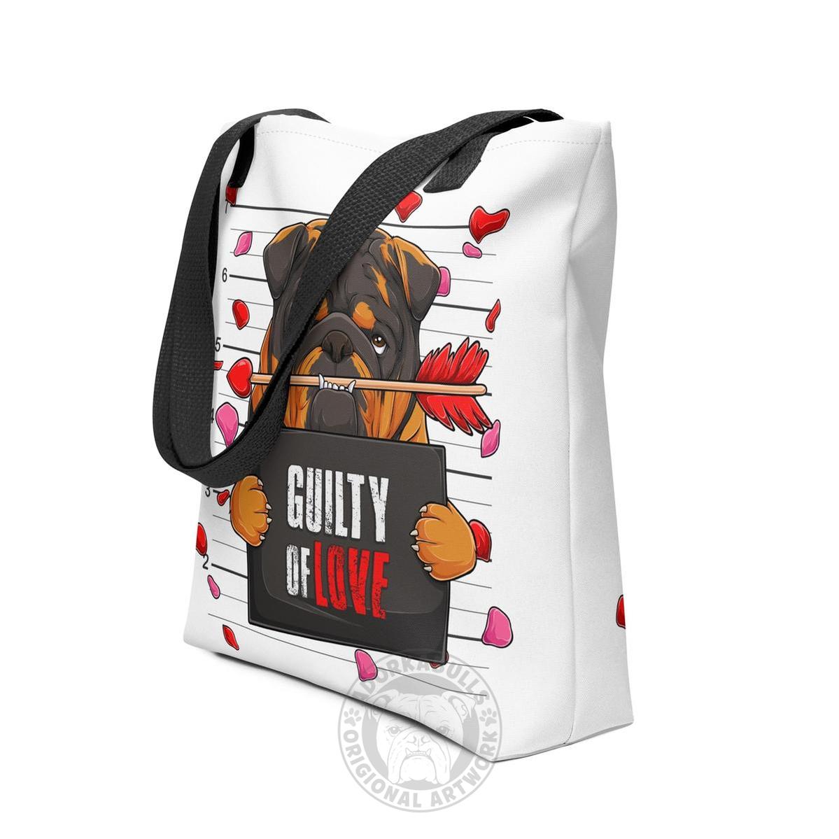 Handsome Tri Colored Male English Bulldog Guilty of Love Tote Bag