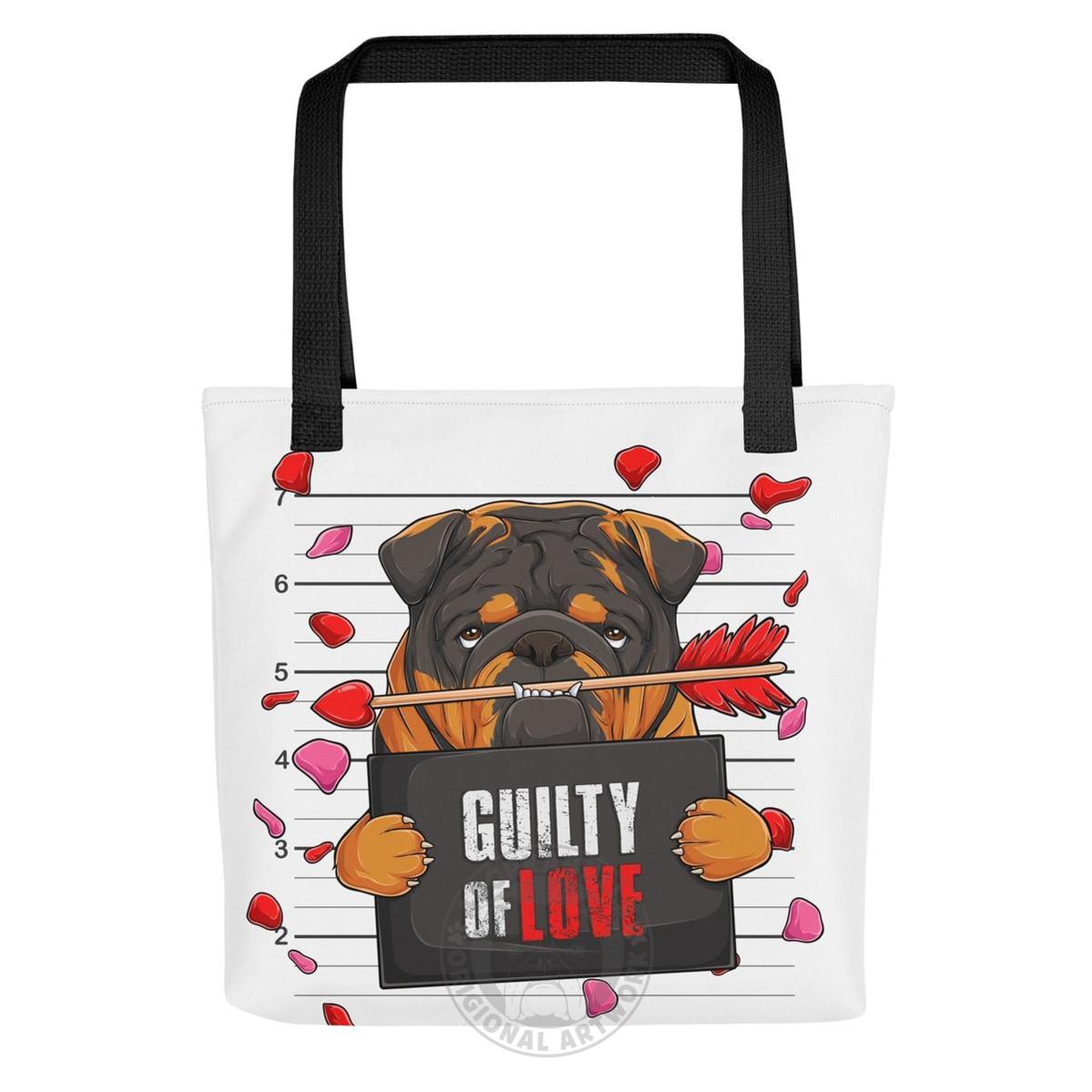 Handsome Tri Colored Male English Bulldog Guilty of Love Tote Bag