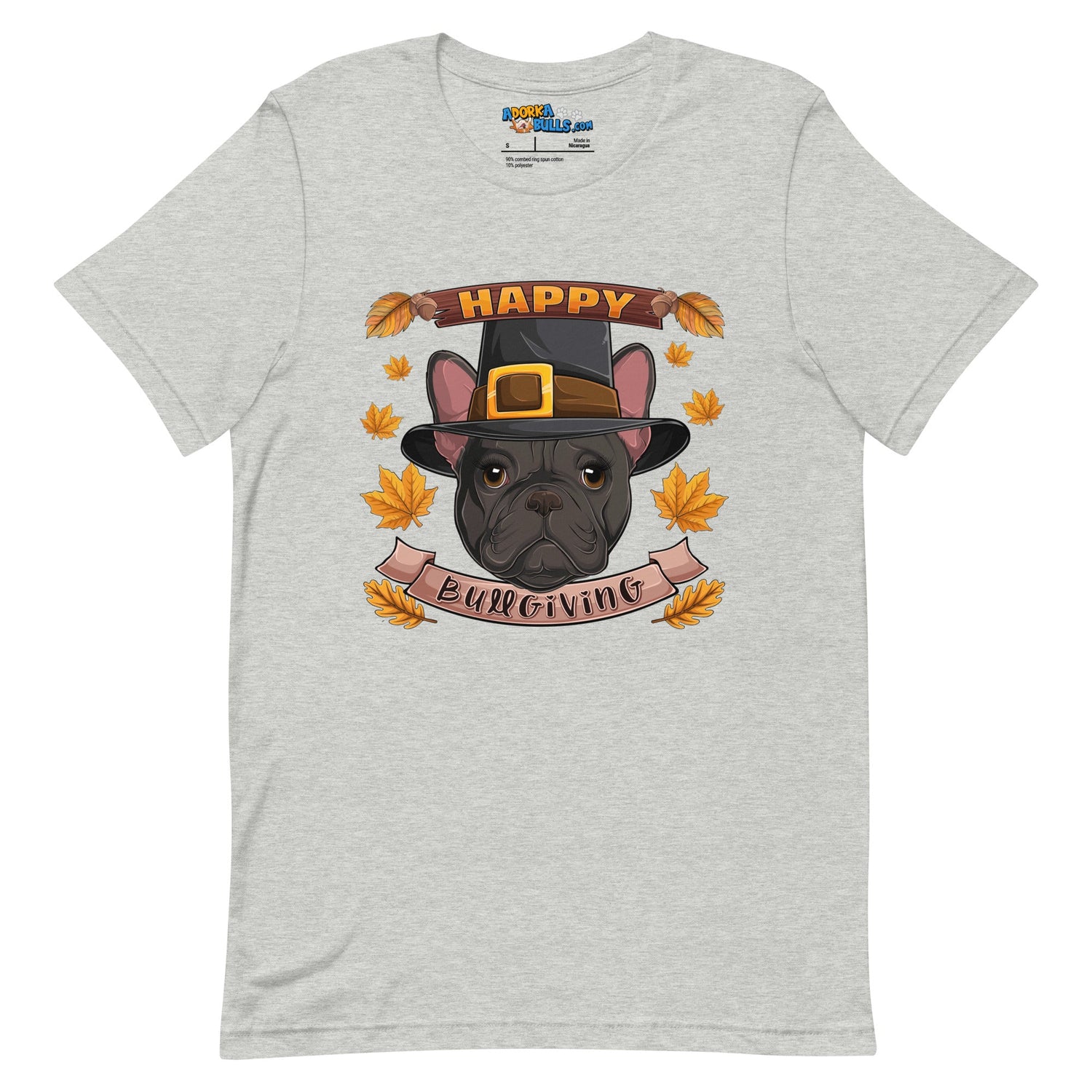 "Happy Bullgiving" French Bulldog Unisex Tee | B&W Colored Female