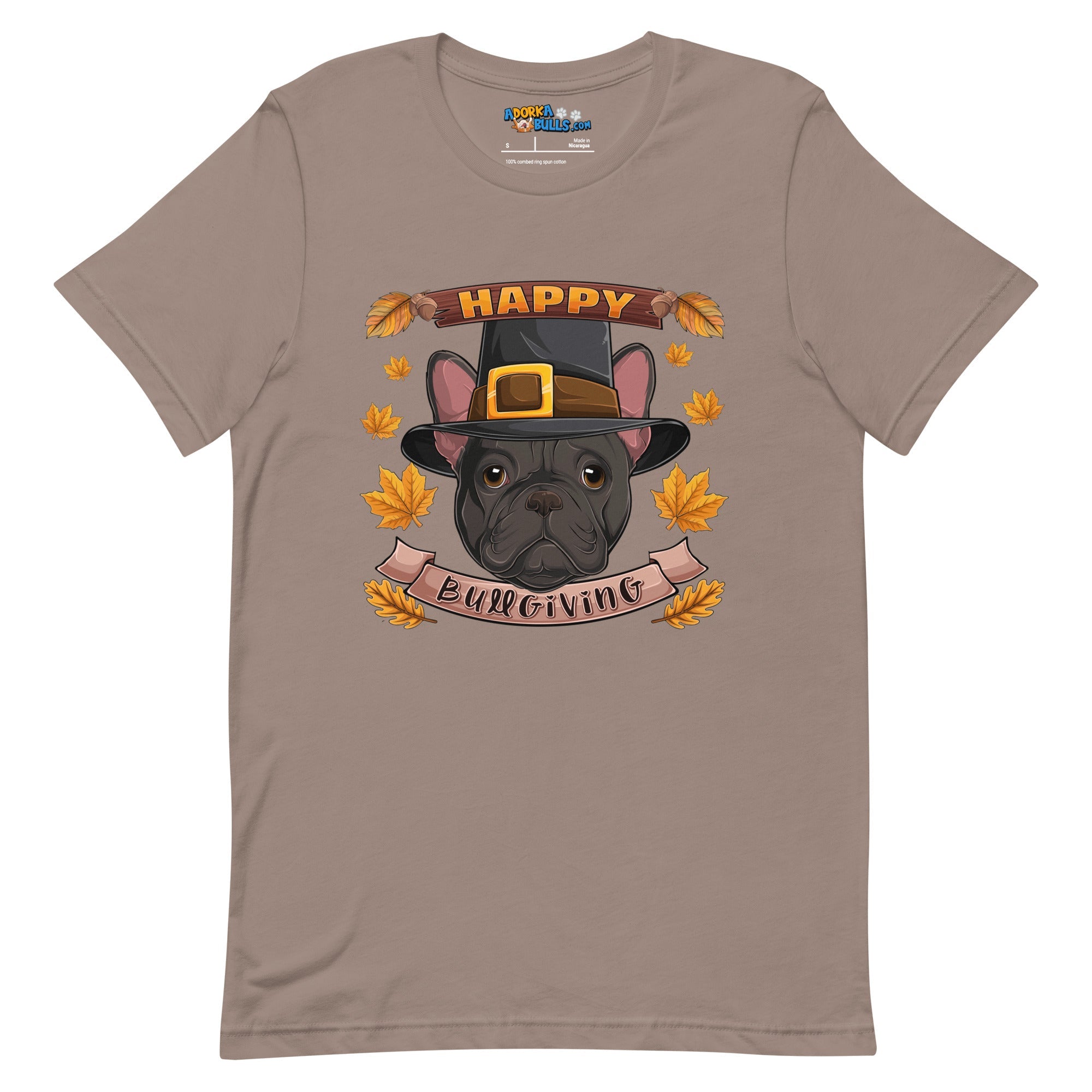 "Happy Bullgiving" French Bulldog Unisex Tee | B&W Colored Male