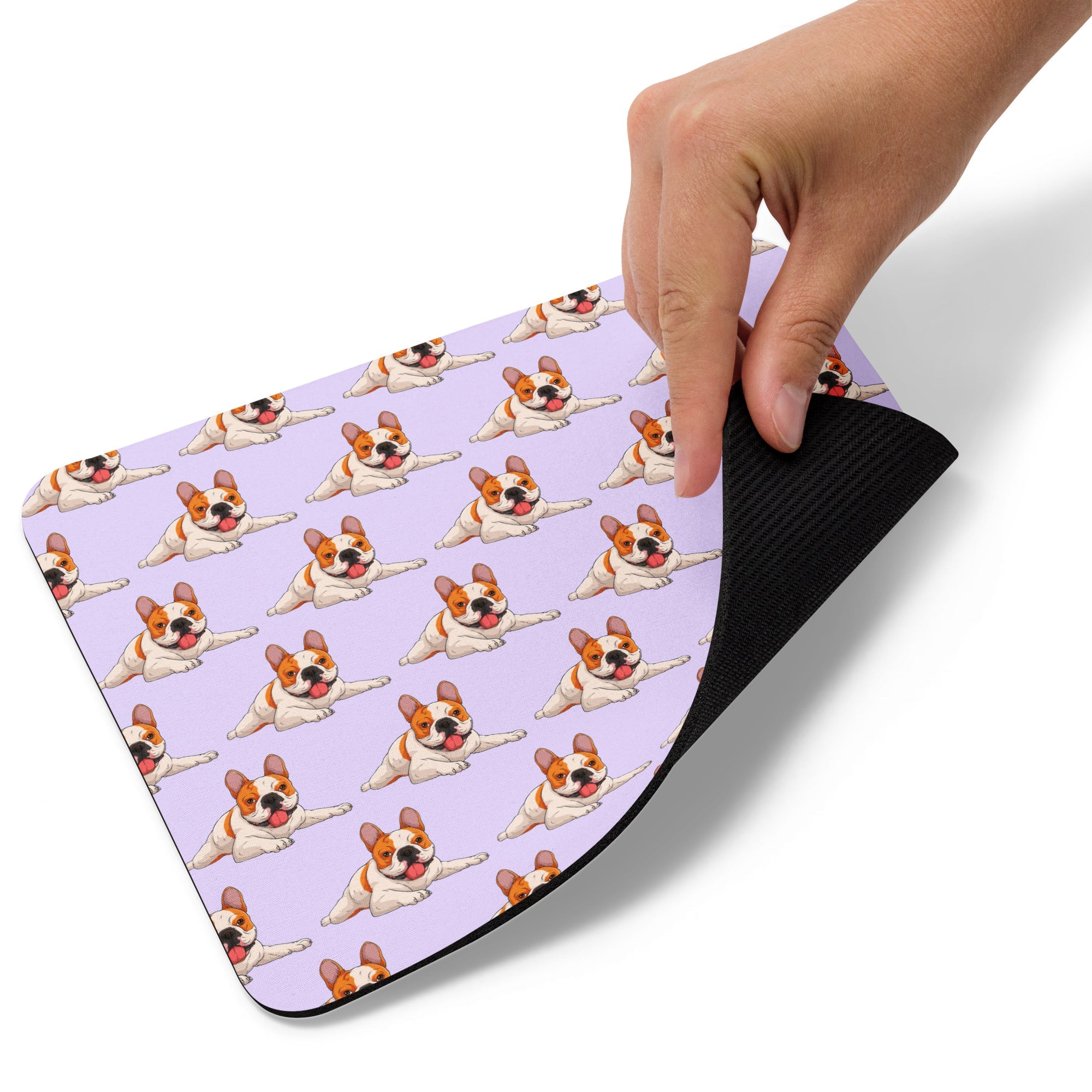Happy French Bulldog Mouse Pad | B&W Colored
