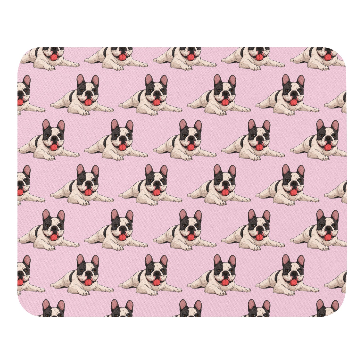 Happy French Bulldog Mouse Pad | B&W Colored