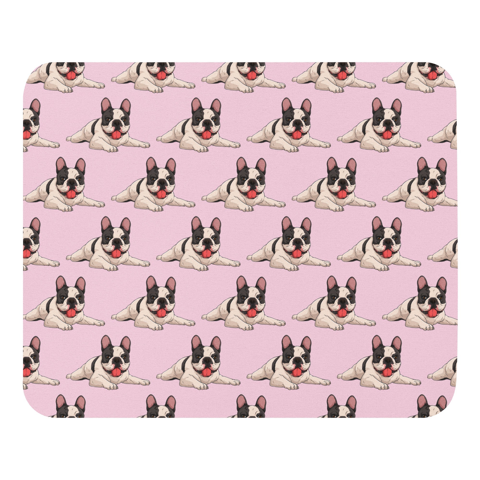 Happy French Bulldog Mouse Pad | B&W Colored