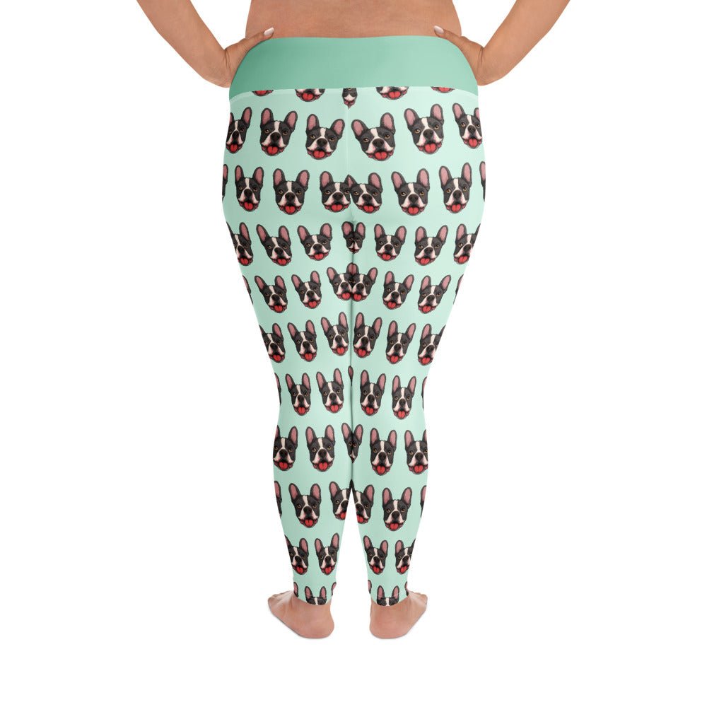 Happy French Bulldog Plus Size Leggings | Black & White Colored