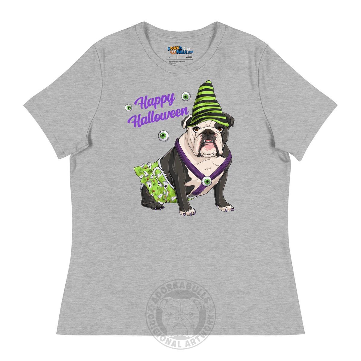 "Happy Halloween" Female English Bulldog Ghost Women&