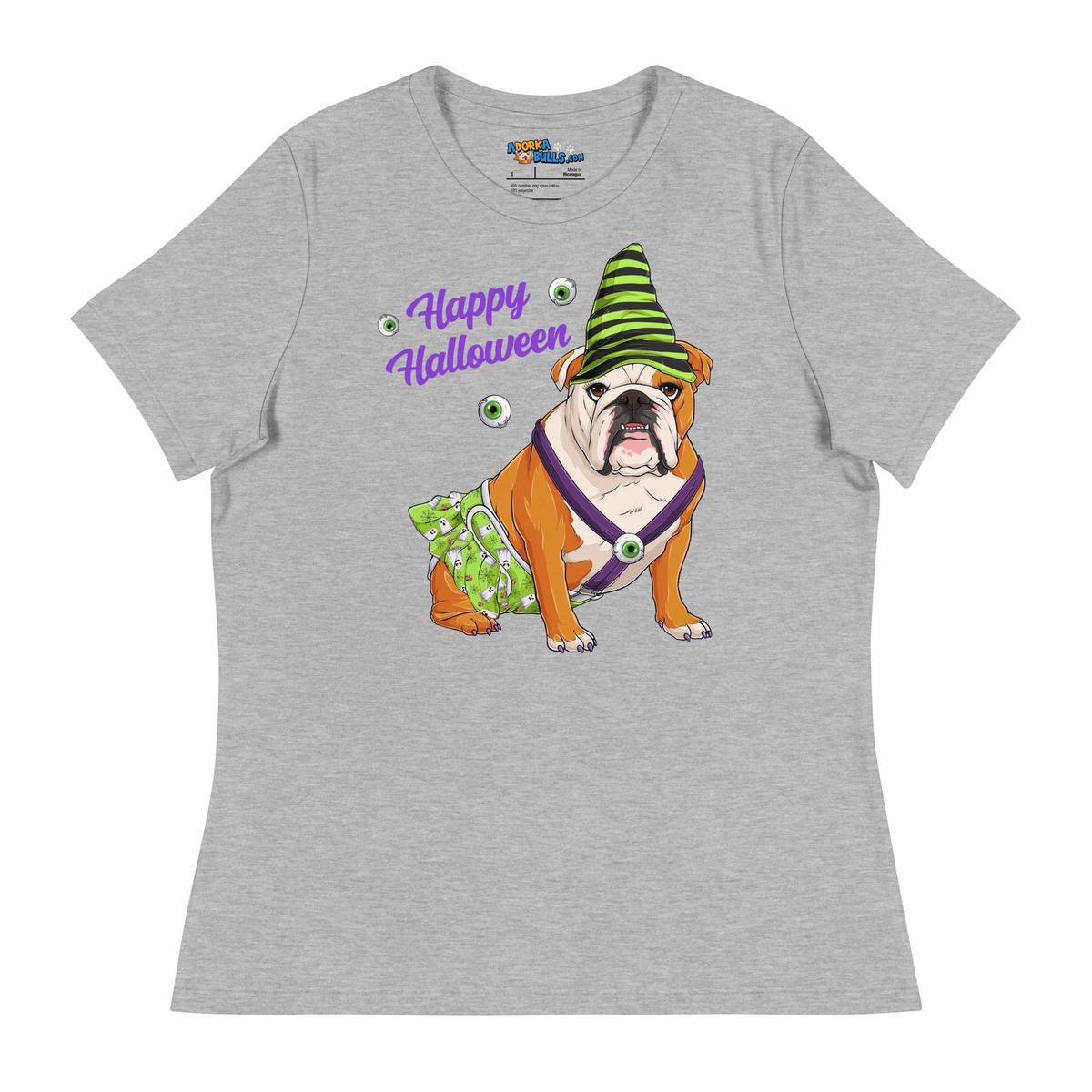"Happy Halloween" Female English Bulldog Ghost Women&