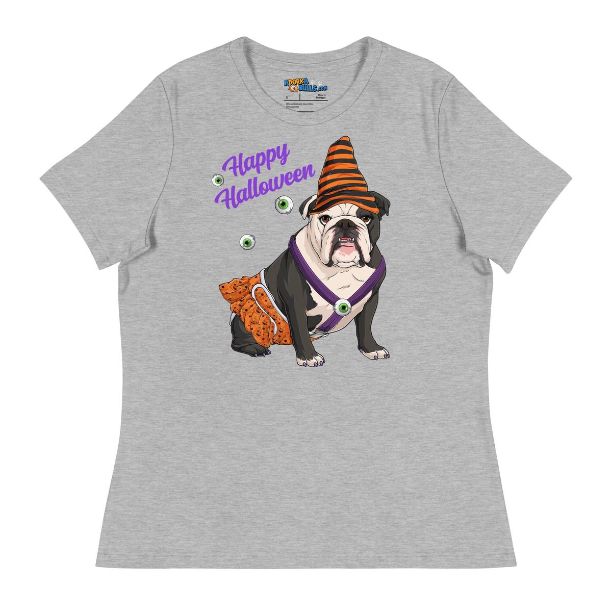 "Happy Halloween" Female English Bulldog Pumpkin Women&