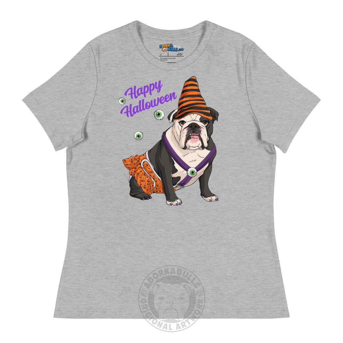 "Happy Halloween" Female English Bulldog Pumpkin Women&