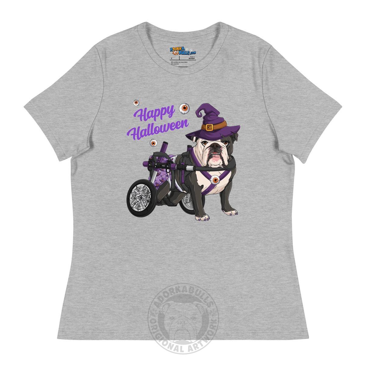 "Happy Halloween" Female English Bulldog Witch Women&