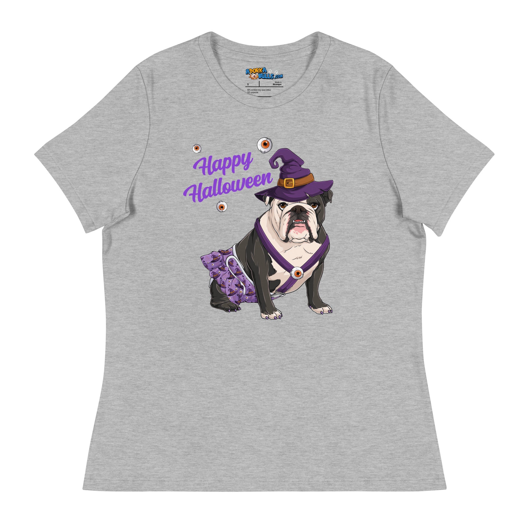 "Happy Halloween" Female English Bulldog Witch Women&