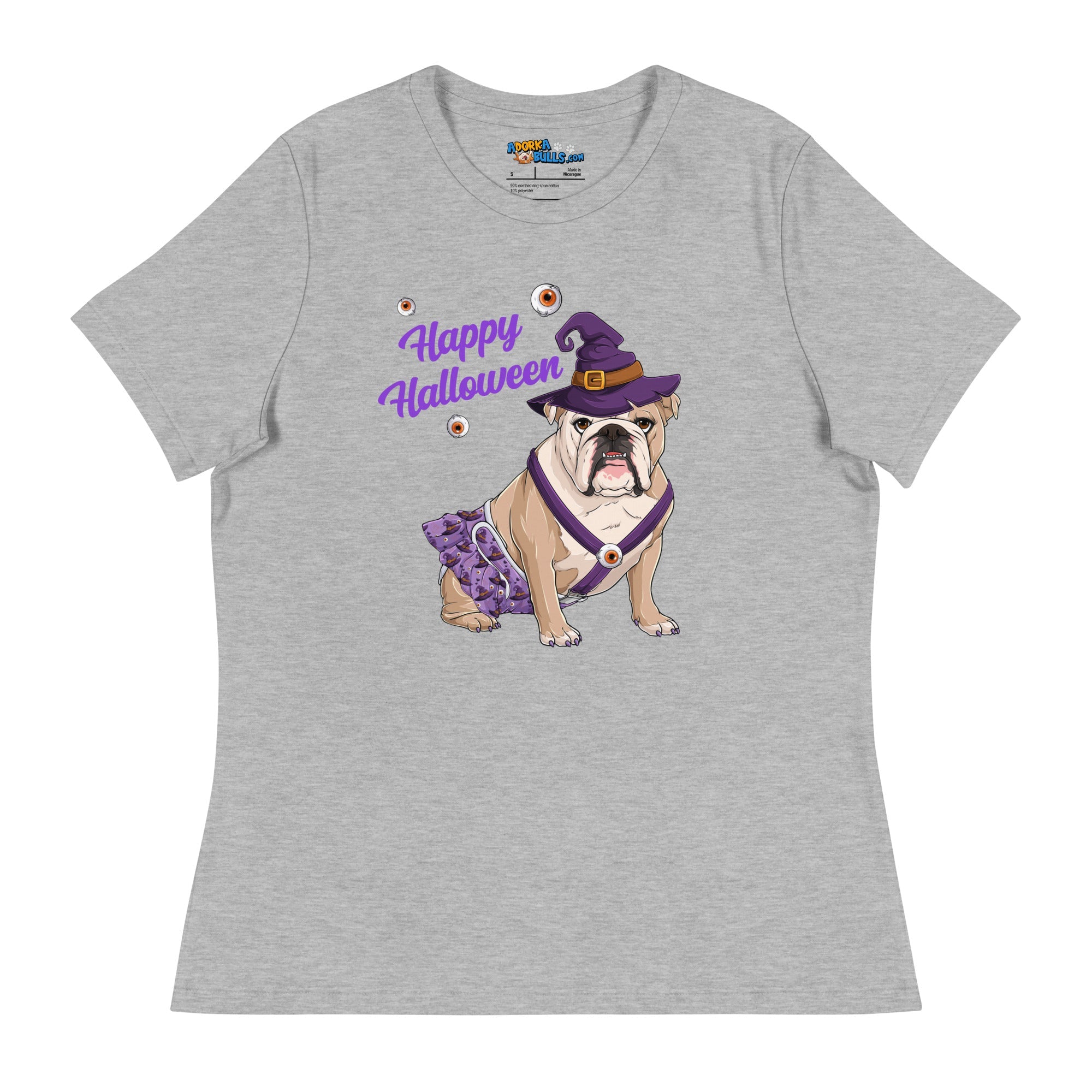 "Happy Halloween" Female English Bulldog Witch Women&