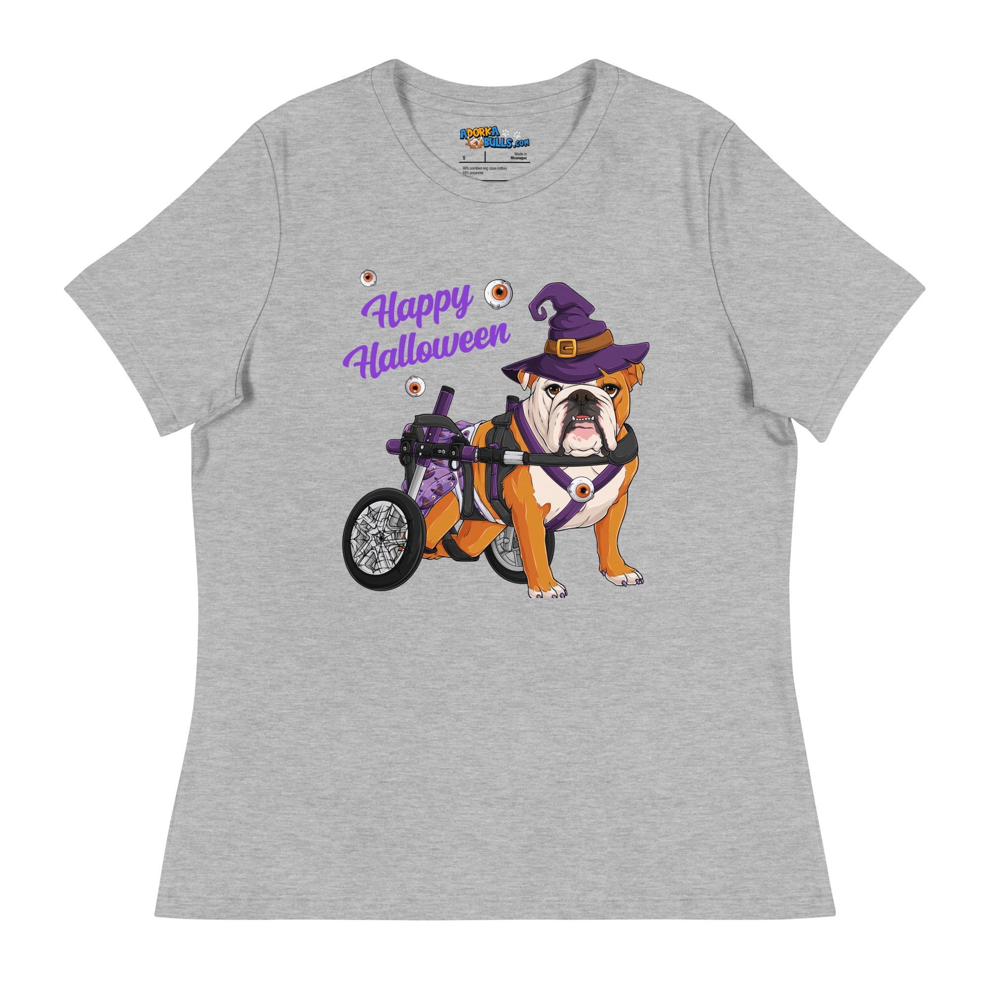 "Happy Halloween" Female English Bulldog Witch Women&