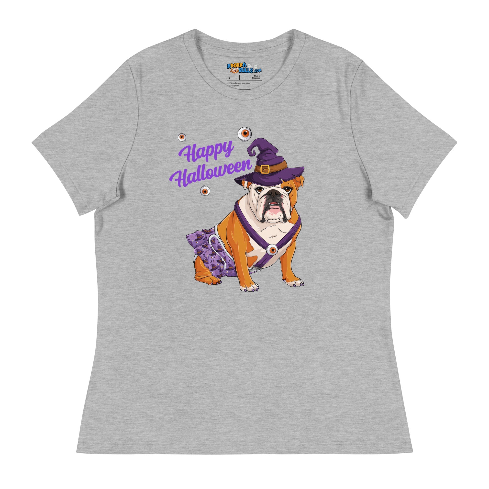 "Happy Halloween" Female English Bulldog Witch Women&