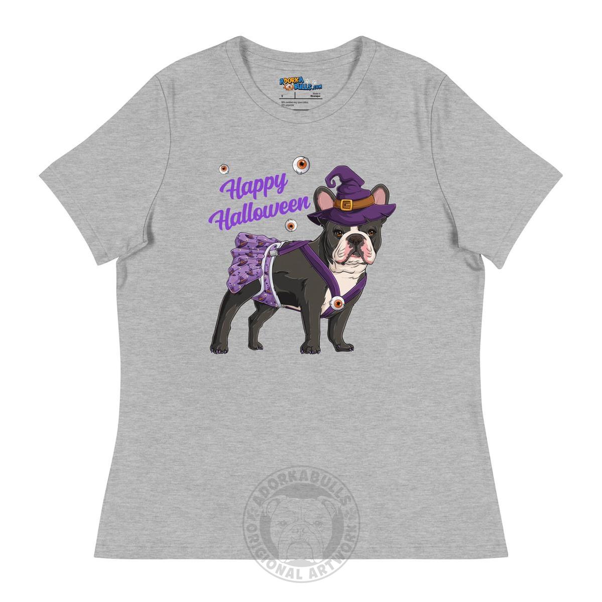 "Happy Halloween" Female Frenchie Witch Women&