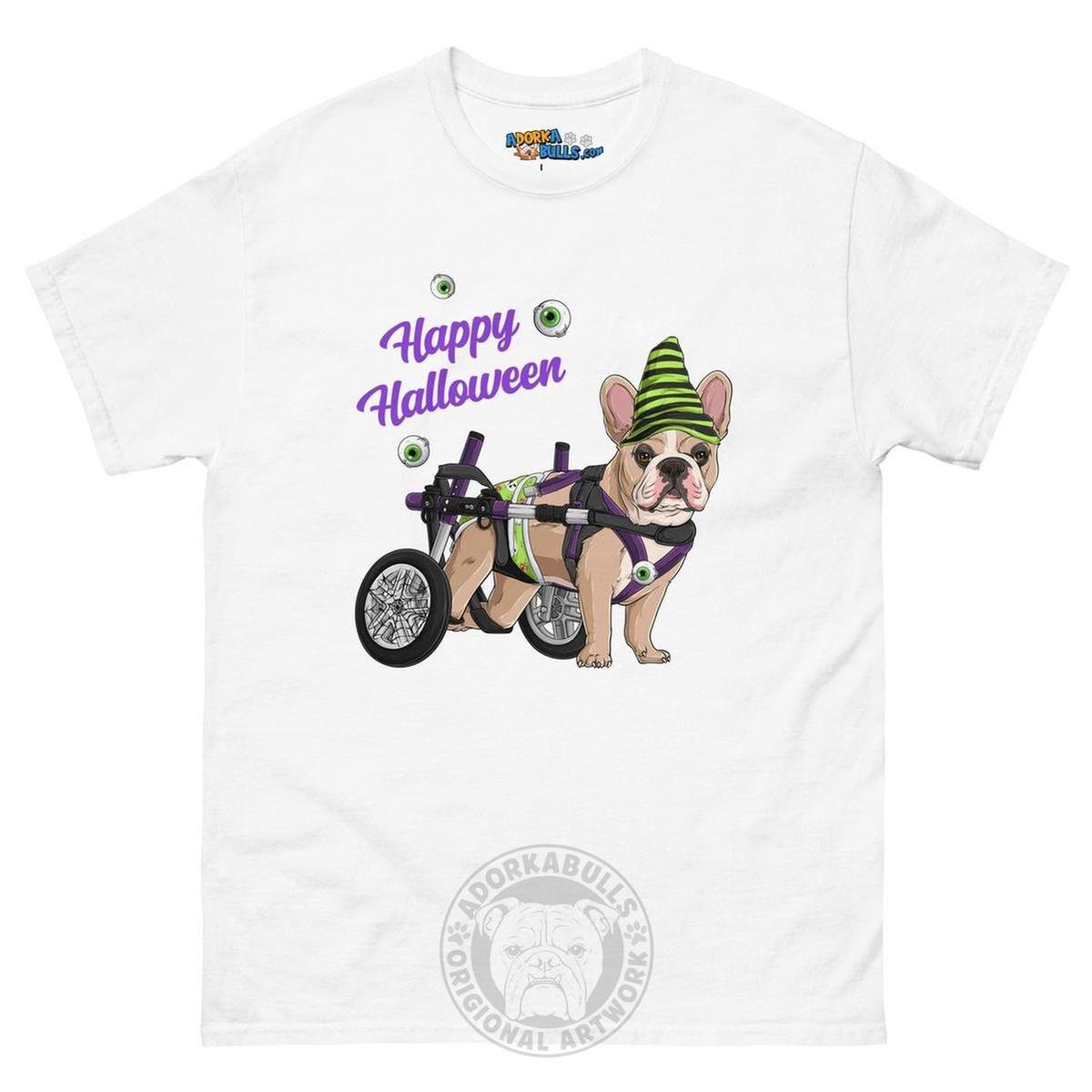 Happy Halloween Ghost Bulldog & Frenchie Tee | Wheelchair