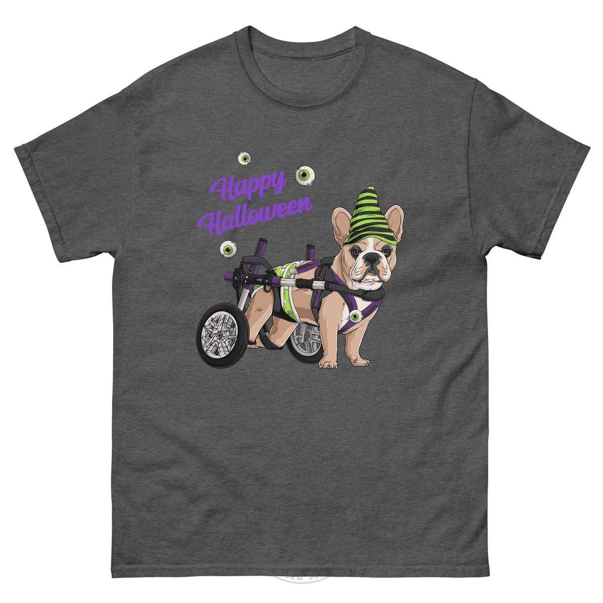 Happy Halloween Ghost Bulldog & Frenchie Tee | Wheelchair