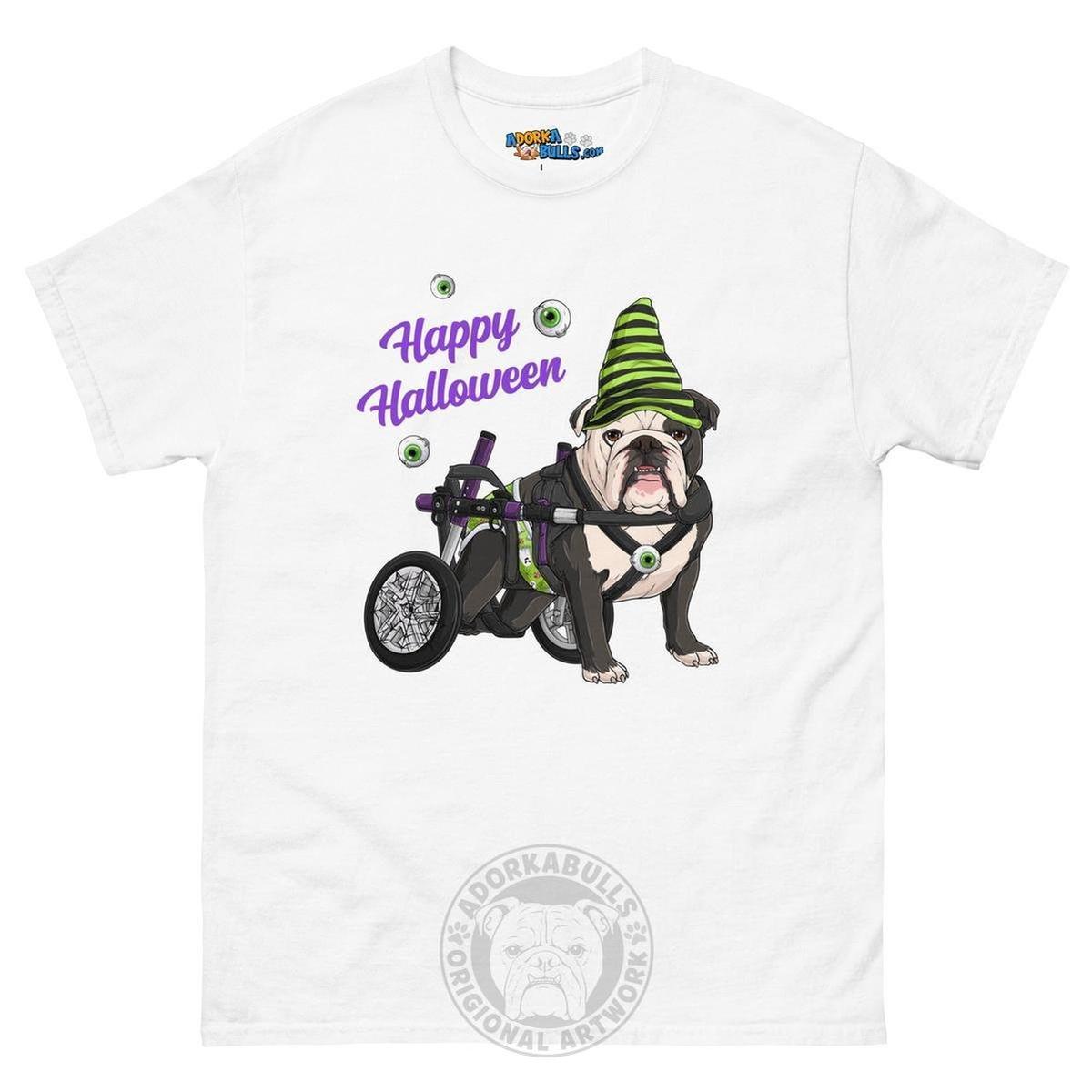 Happy Halloween Ghost Bulldog & Frenchie Tee | Wheelchair