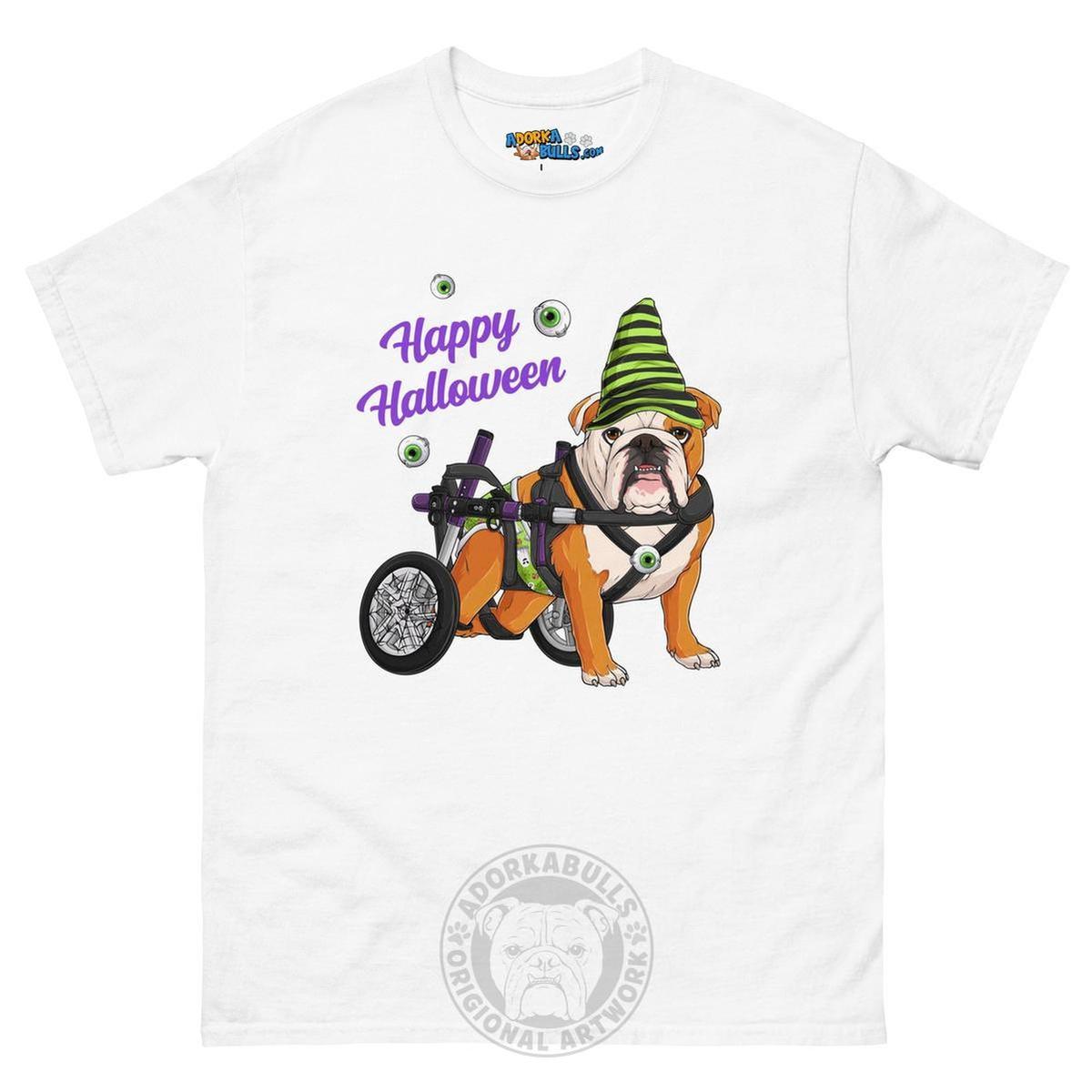 Happy Halloween Ghost Bulldog & Frenchie Tee | Wheelchair