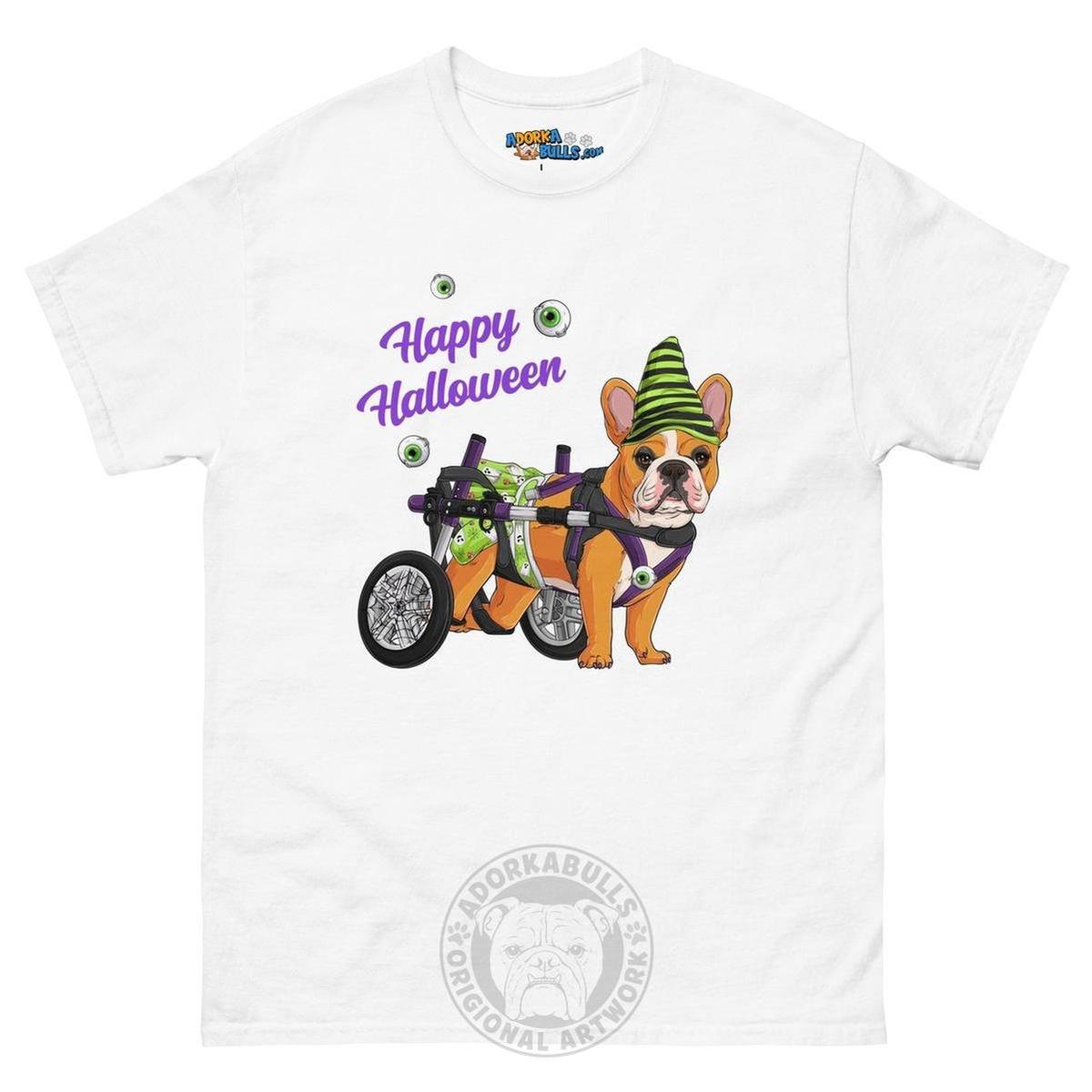 Happy Halloween Ghost Bulldog & Frenchie Tee | Wheelchair
