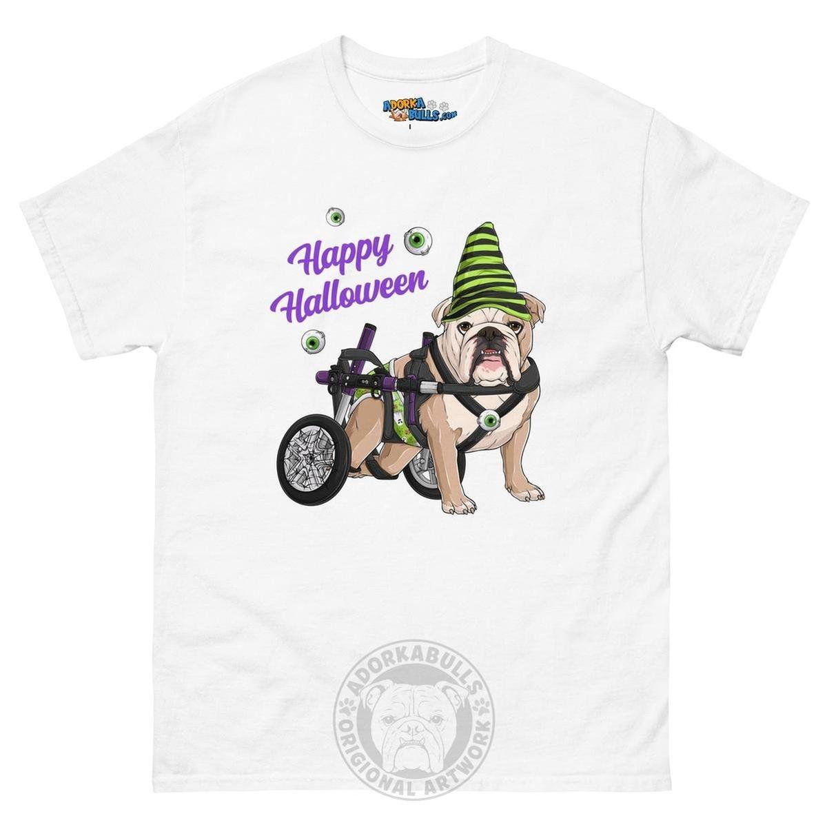 Happy Halloween Ghost Bulldog & Frenchie Tee | Wheelchair
