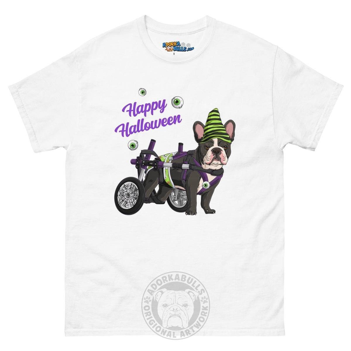 Happy Halloween Ghost Bulldog & Frenchie Tee | Wheelchair