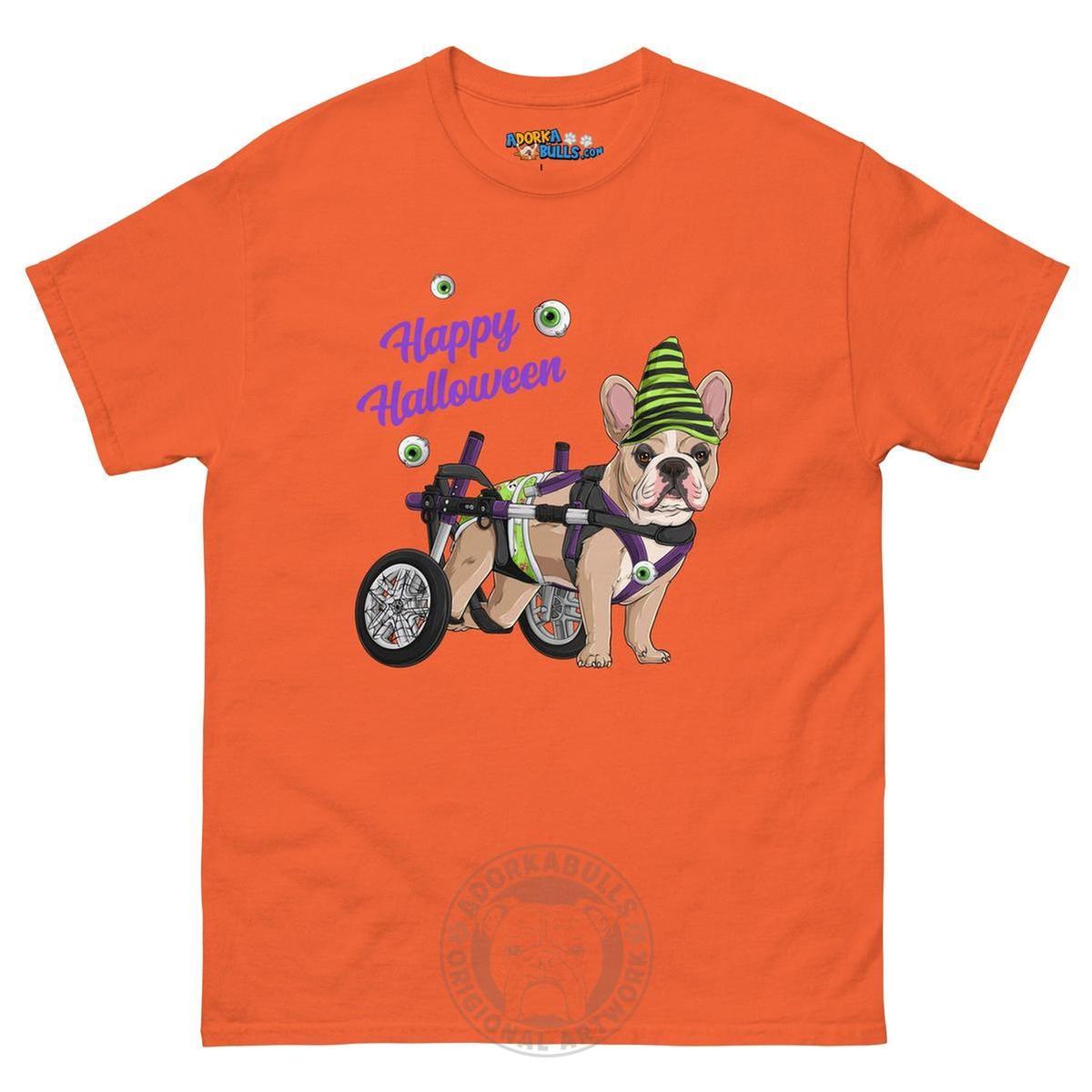 Happy Halloween Ghost Bulldog & Frenchie Tee | Wheelchair
