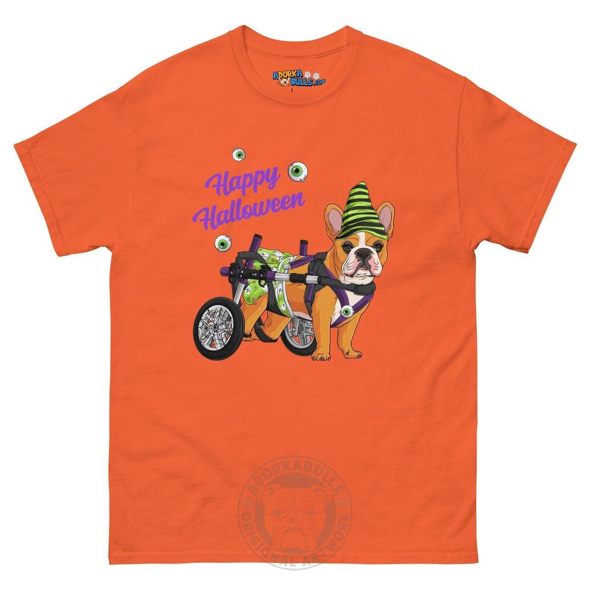 Happy Halloween Ghost Bulldog & Frenchie Tee | Wheelchair
