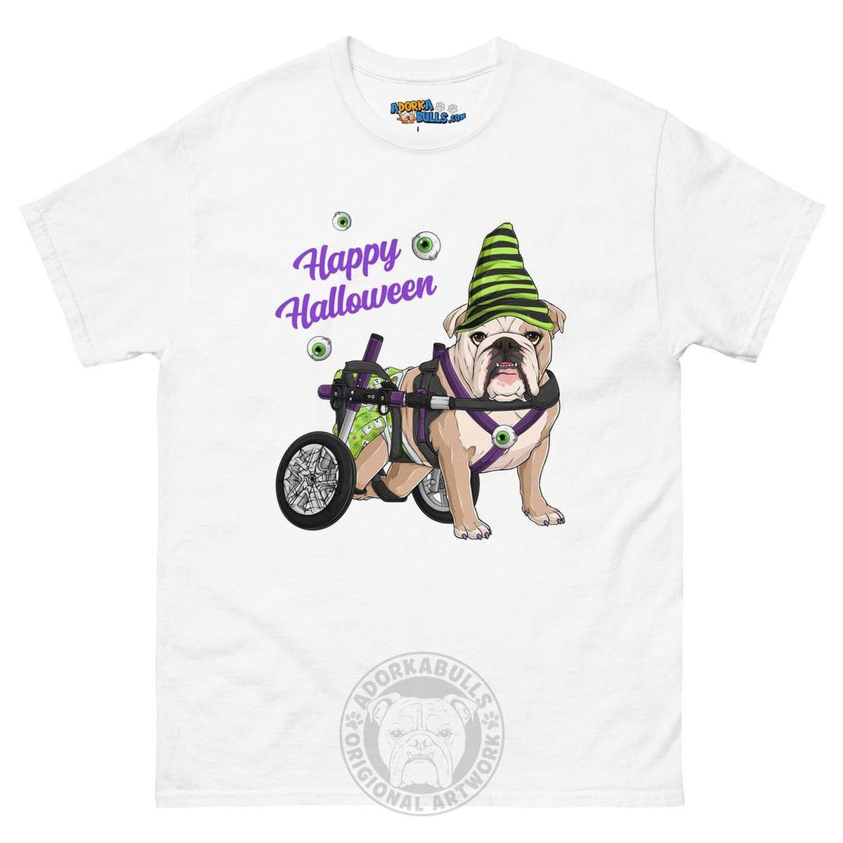 Happy Halloween Ghost Bulldog & Frenchie Tee | Wheelchair