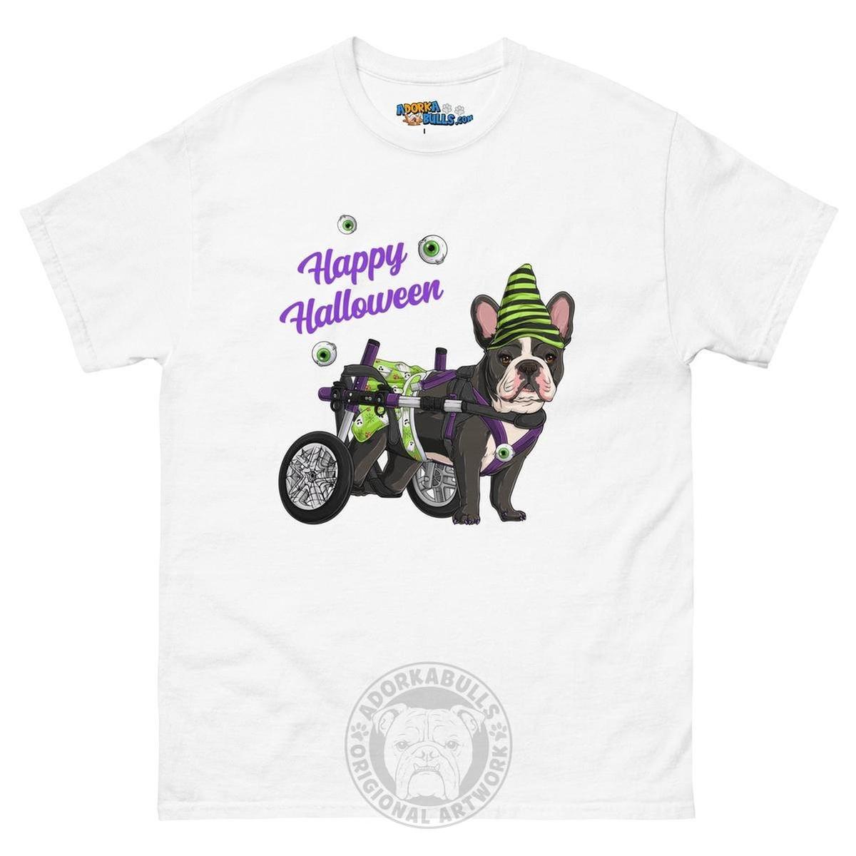 Happy Halloween Ghost Bulldog & Frenchie Tee | Wheelchair
