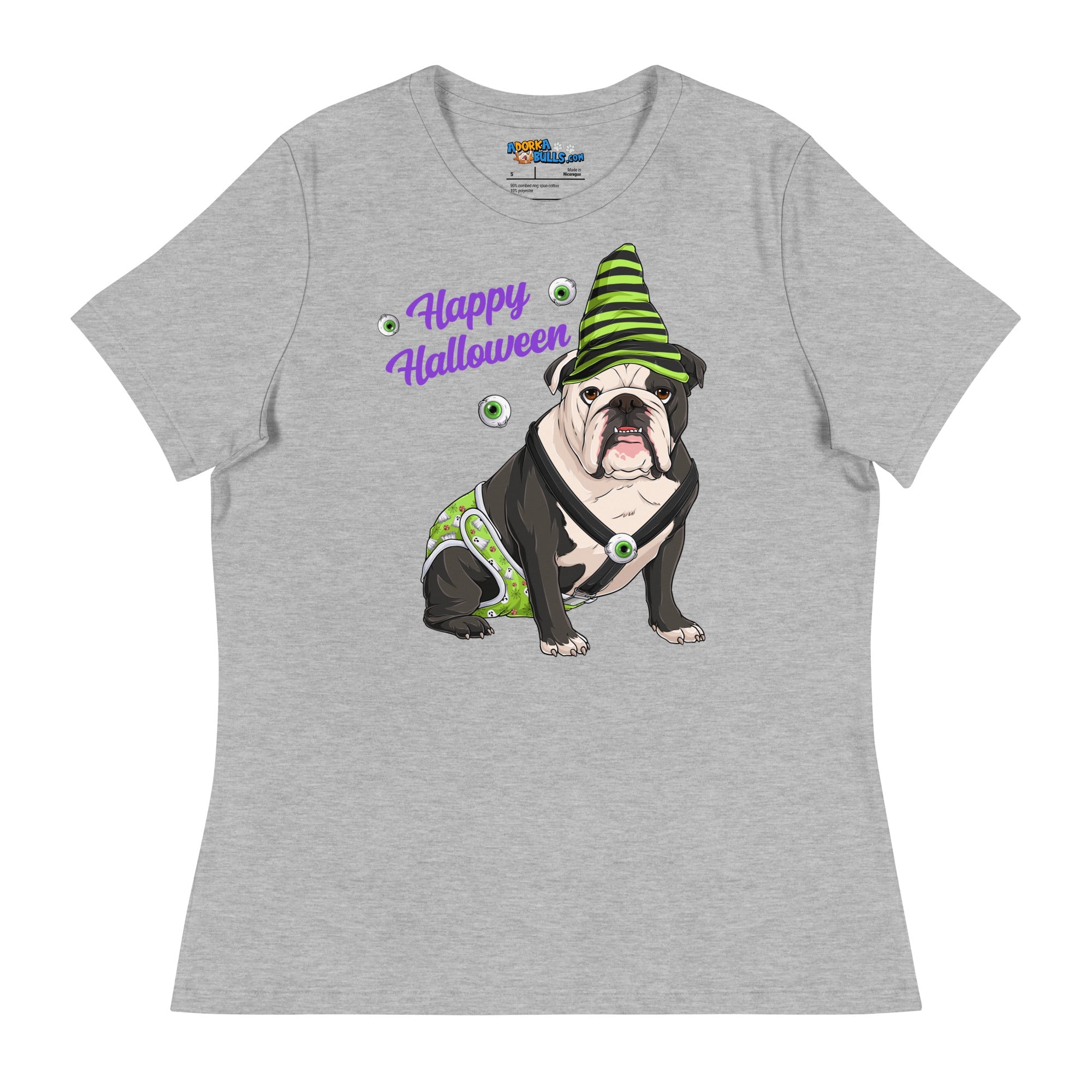 "Happy Halloween" Male English Bulldog Ghost Women&