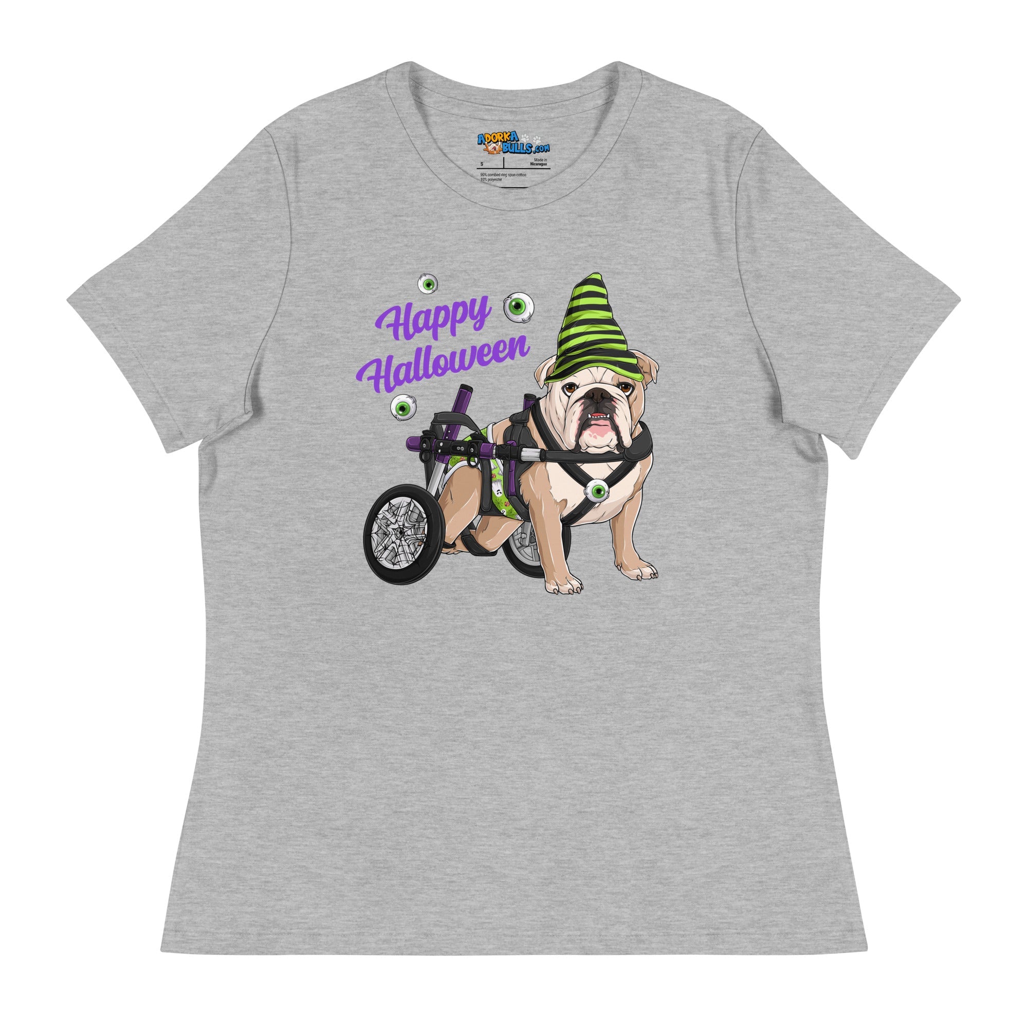 "Happy Halloween" Male English Bulldog Ghost Women&