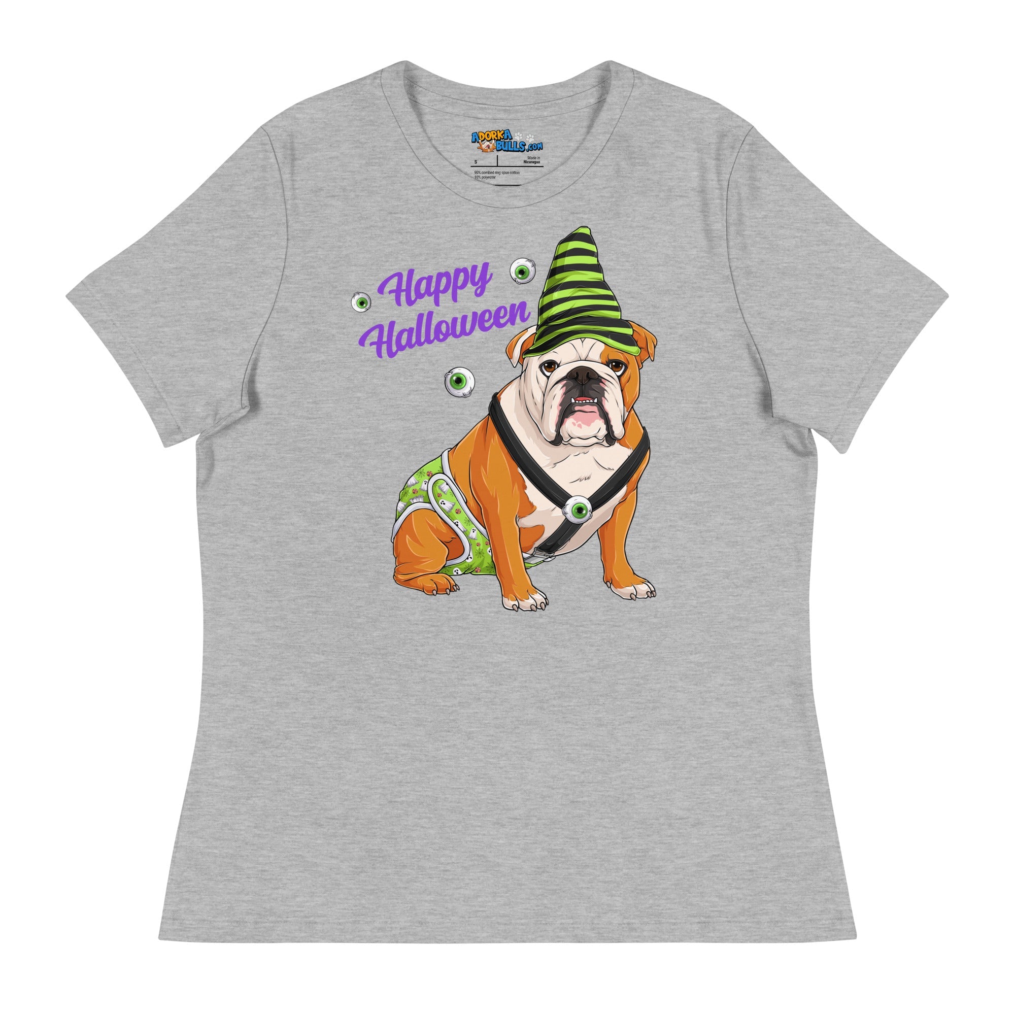 "Happy Halloween" Male English Bulldog Ghost Women&