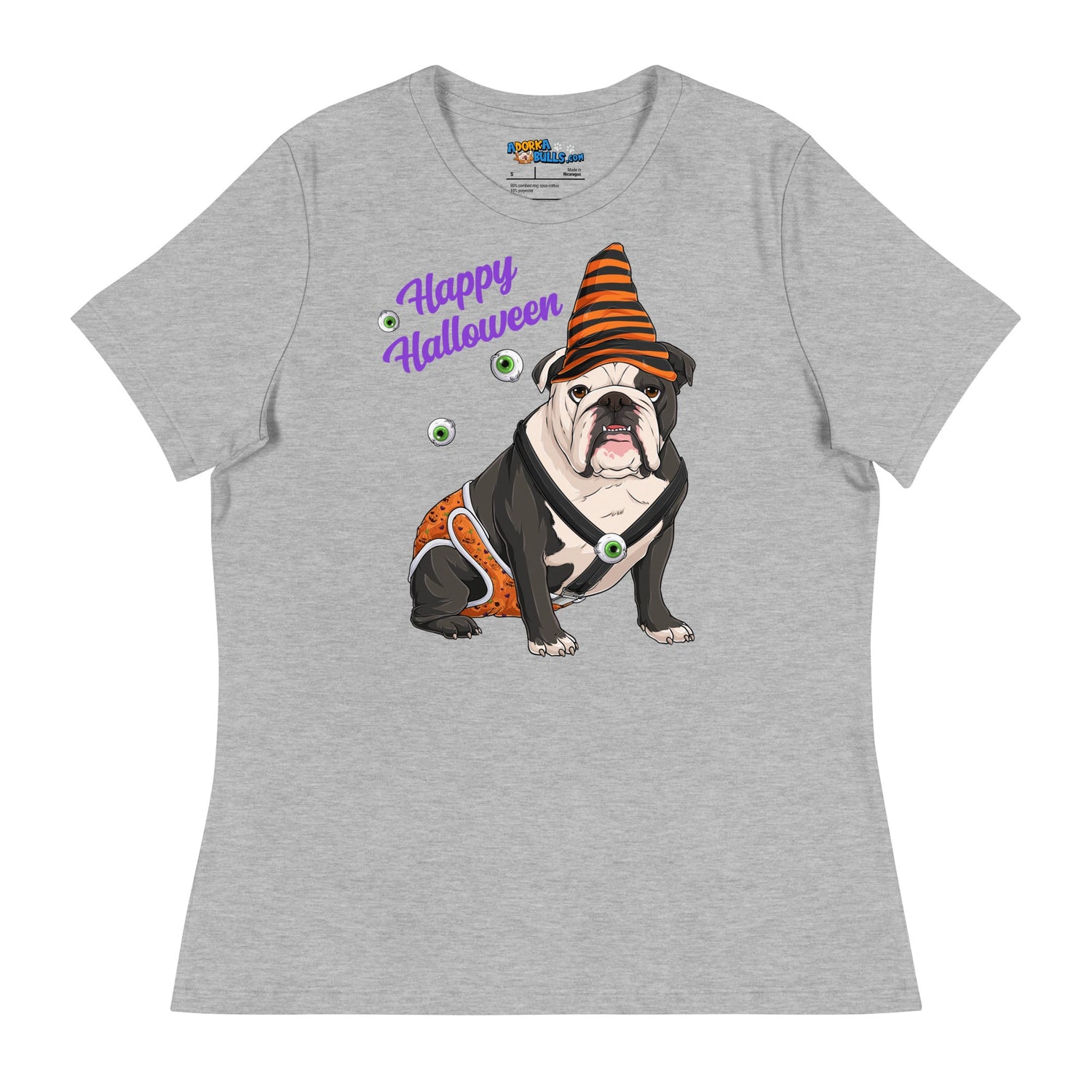 "Happy Halloween" Male English Bulldog Pumpkin Women&