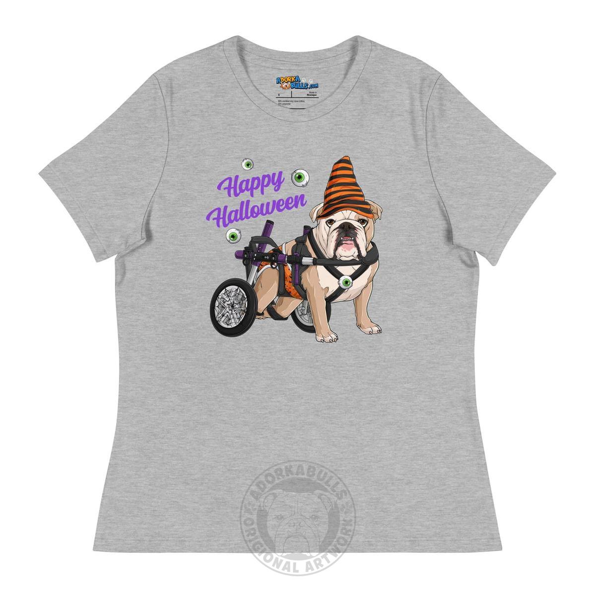 "Happy Halloween" Male English Bulldog Pumpkin Women&