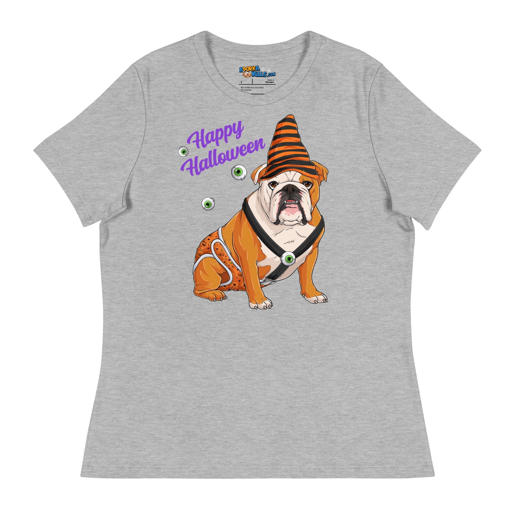 "Happy Halloween" Male English Bulldog Pumpkin Women&