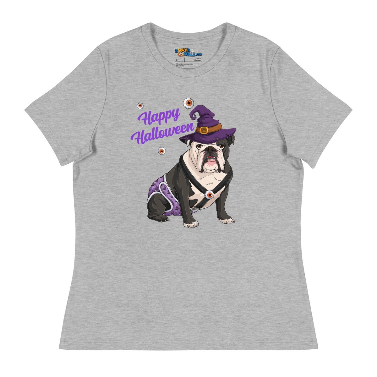 "Happy Halloween" Male English Bulldog Witch Women&