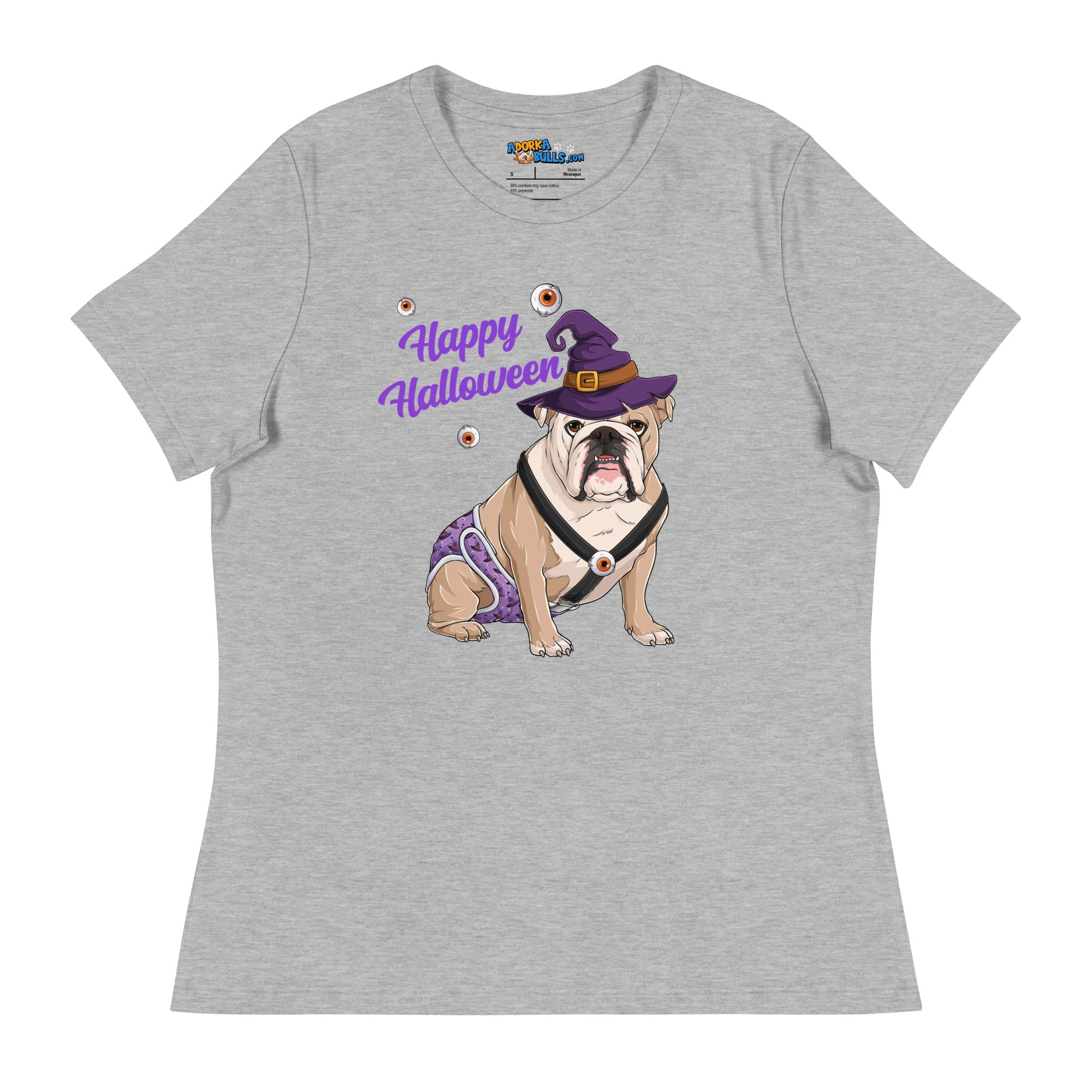 "Happy Halloween" Male English Bulldog Witch Women&