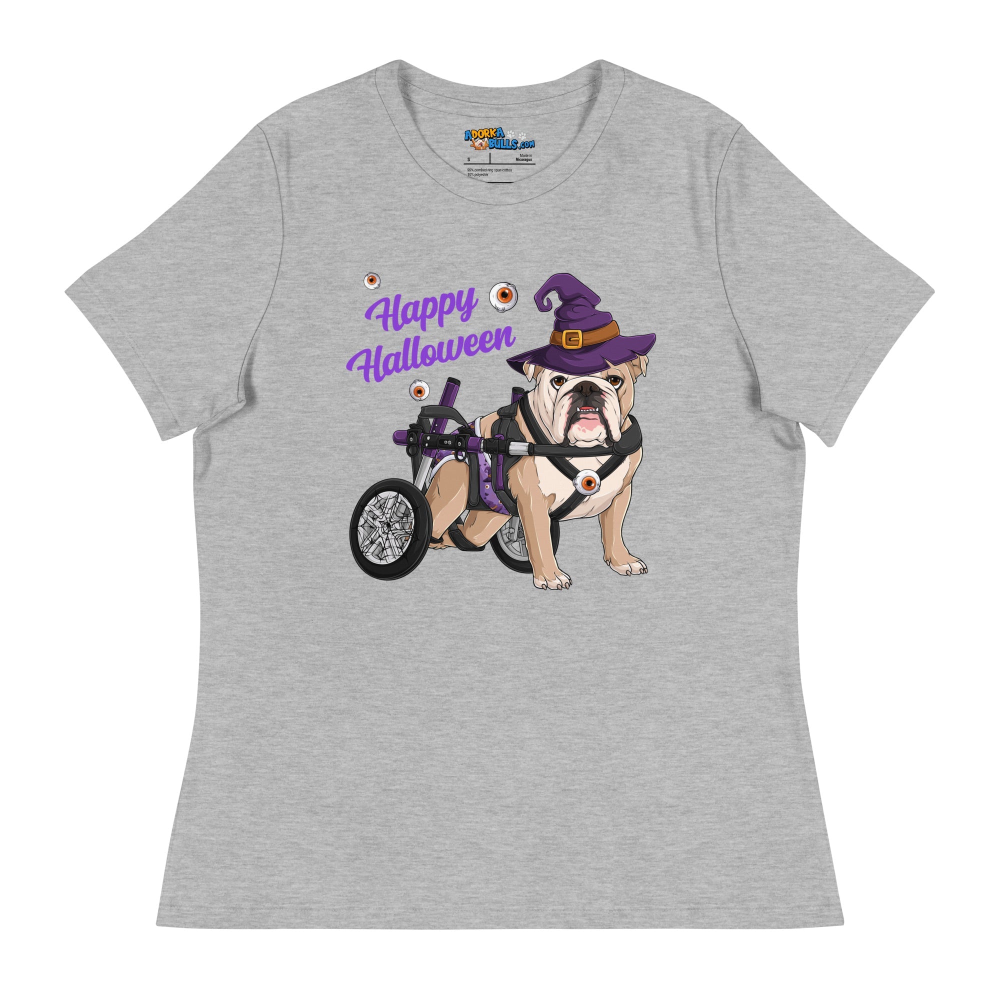 "Happy Halloween" Male English Bulldog Witch Women&